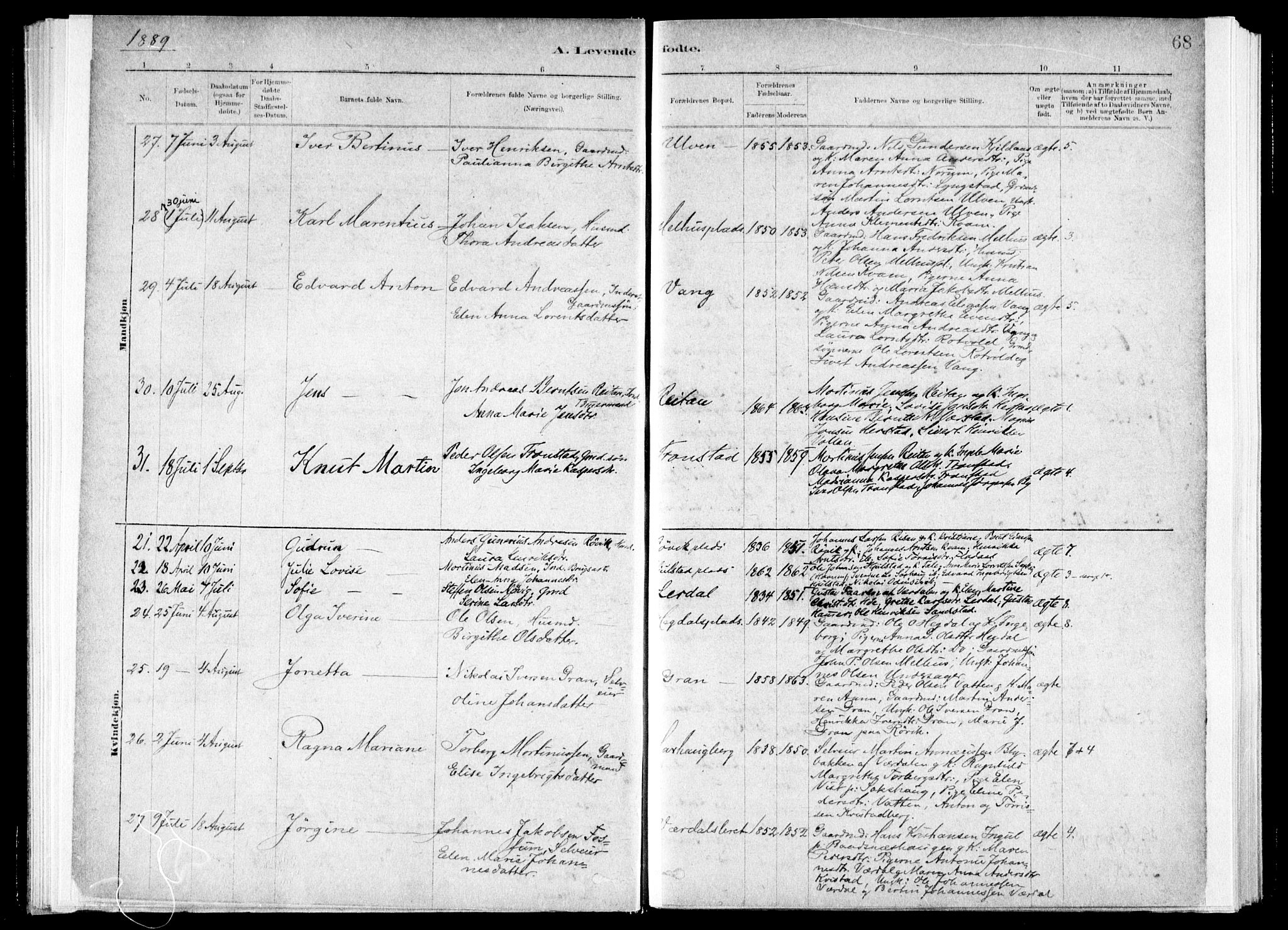 Ministerialprotokoller, klokkerbøker og fødselsregistre - Nord-Trøndelag, SAT/A-1458/730/L0285: Ministerialbok nr. 730A10, 1879-1914, s. 68