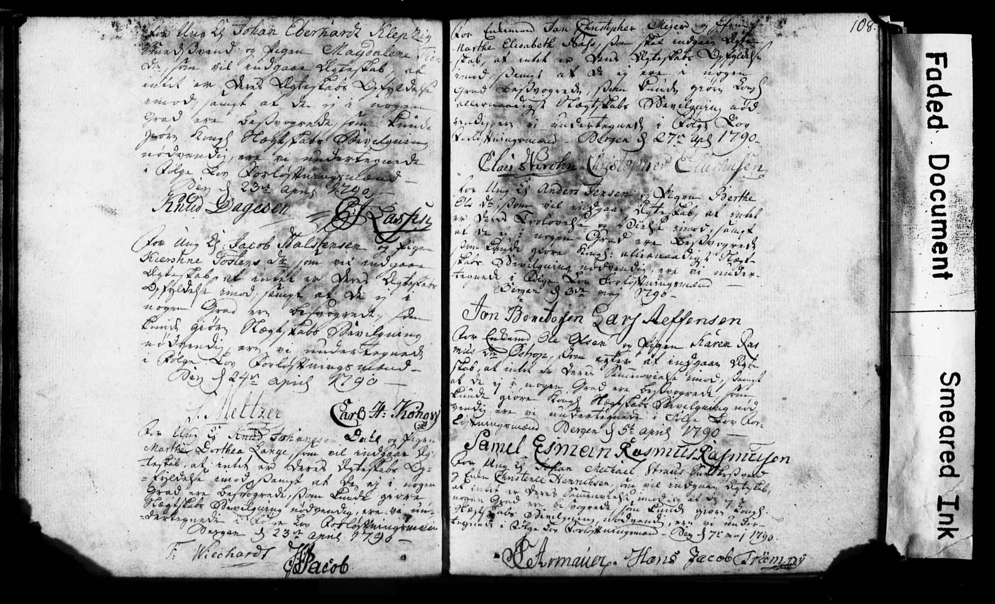 Korskirken sokneprestembete, SAB/A-76101: Forlovererklæringer nr. II.5.1, 1776-1816, s. 108