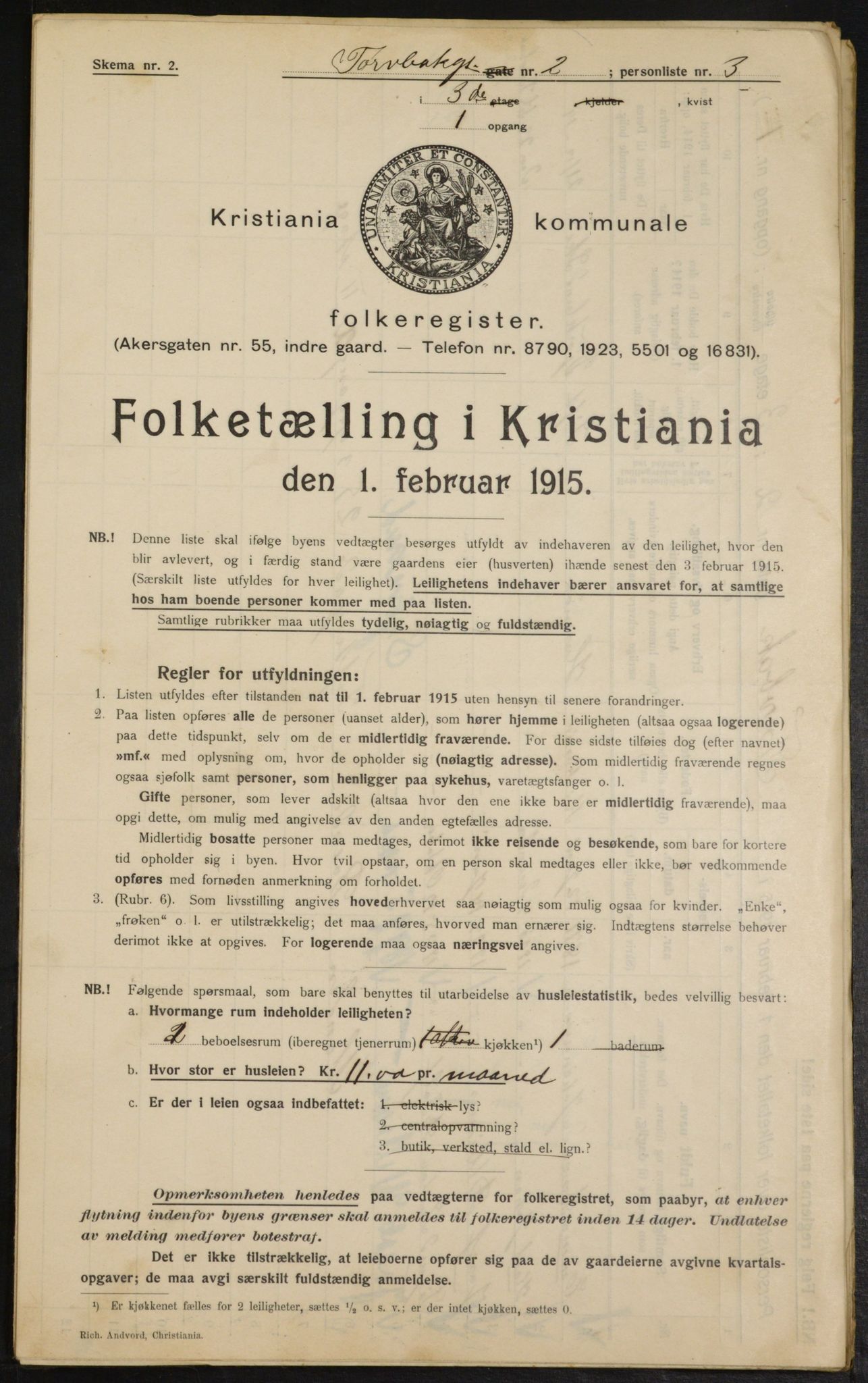 OBA, Kommunal folketelling 1.2.1915 for Kristiania, 1915, s. 115324