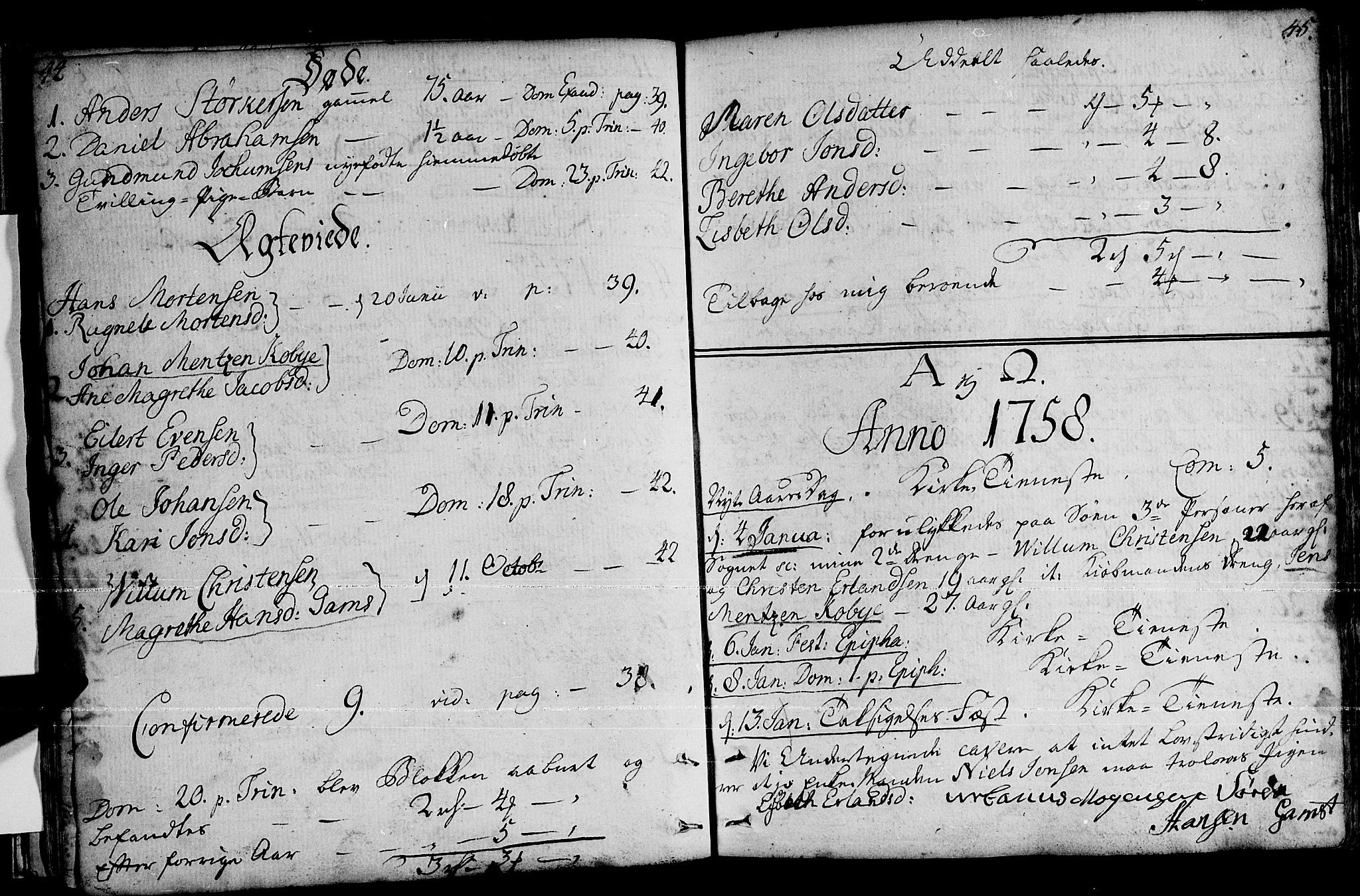 Loppa sokneprestkontor, AV/SATØ-S-1339/H/Ha/L0001kirke: Ministerialbok nr. 1 /1, 1753-1784, s. 44-45