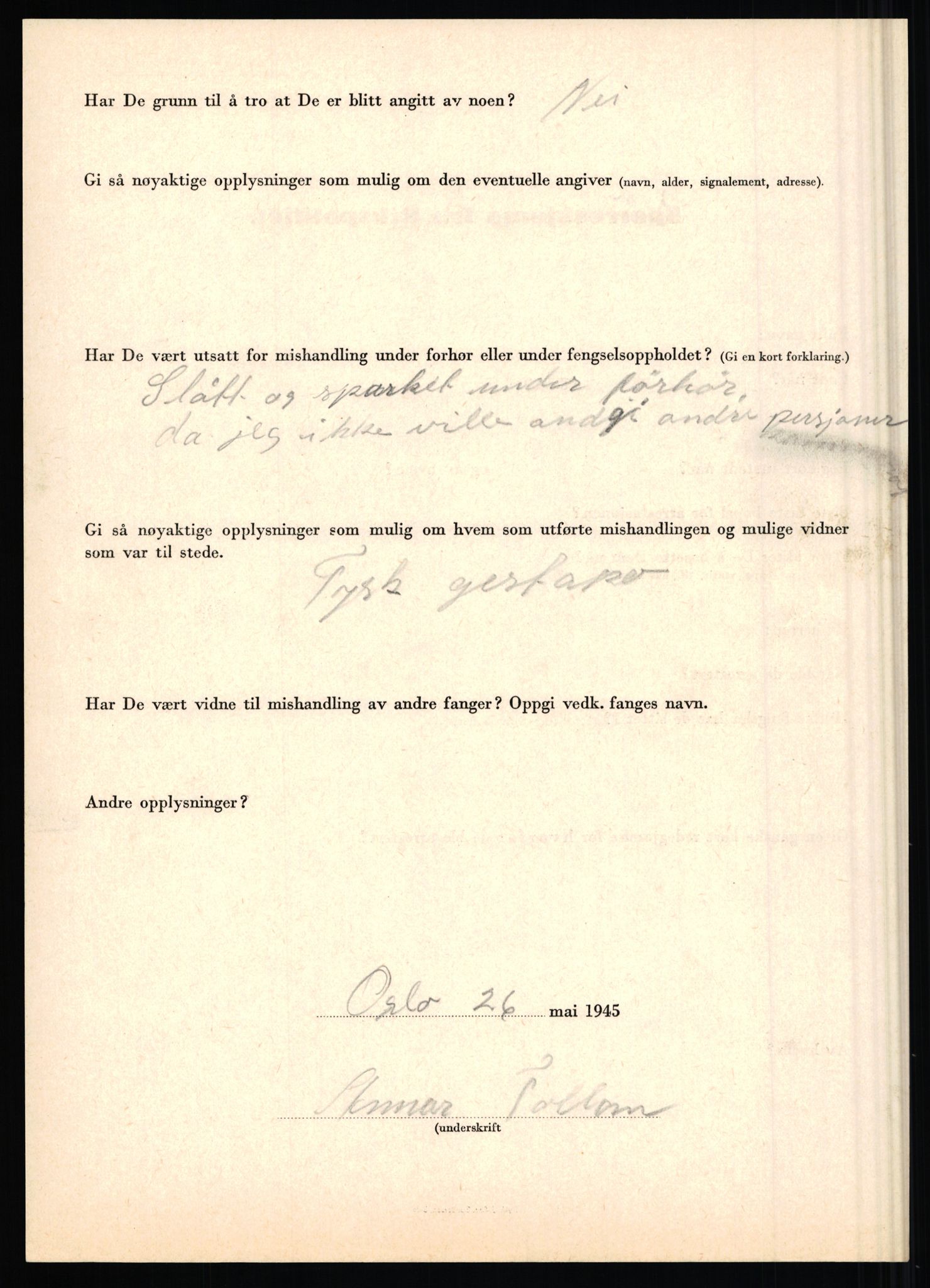 Rikspolitisjefen, AV/RA-S-1560/L/L0017: Tidemann, Hermann G. - Veum, Tjostolv, 1940-1945, s. 86