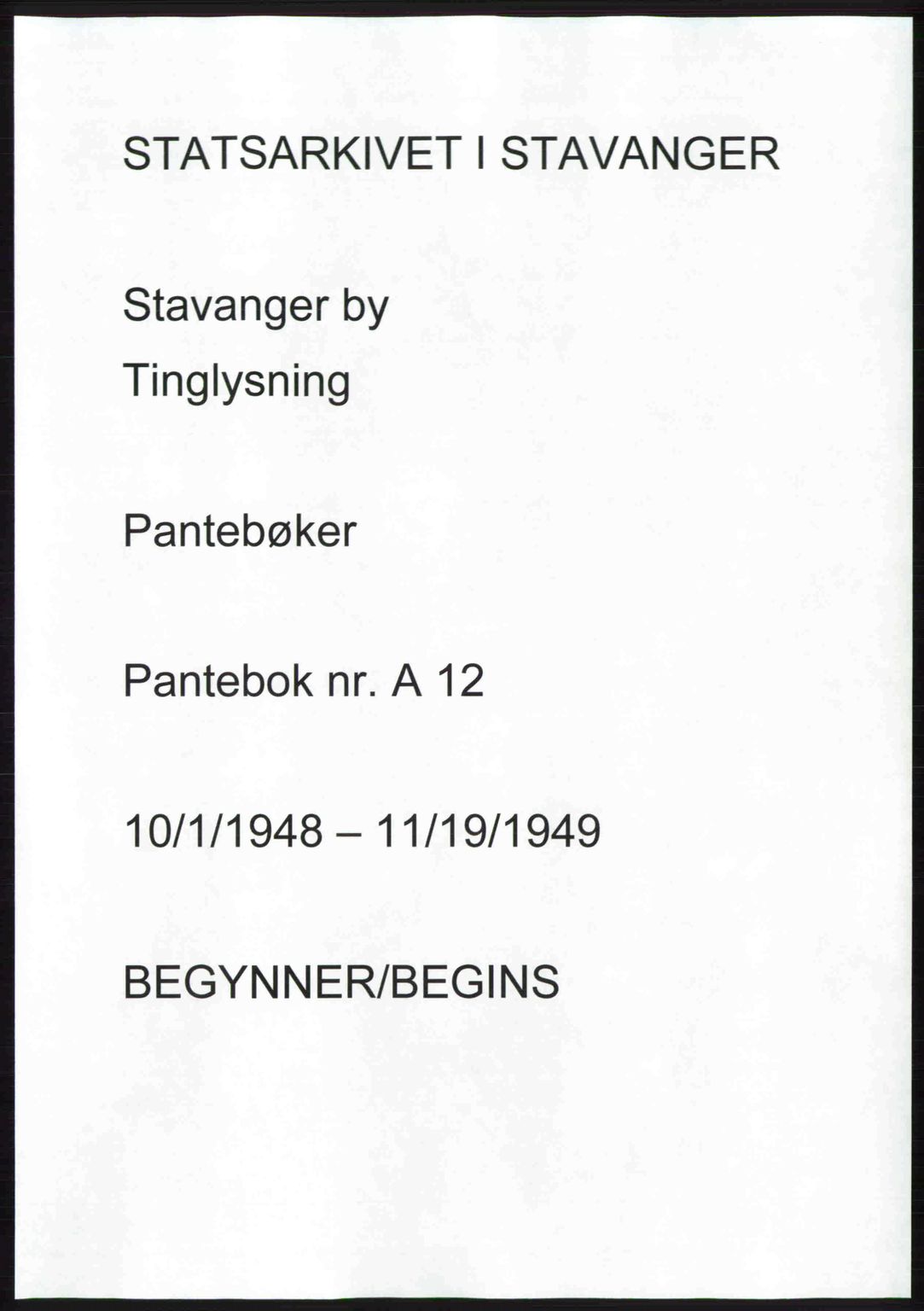 Stavanger byrett, AV/SAST-A-100455/002/G/Gb/L0023: Pantebok nr. A12, 1948-1949