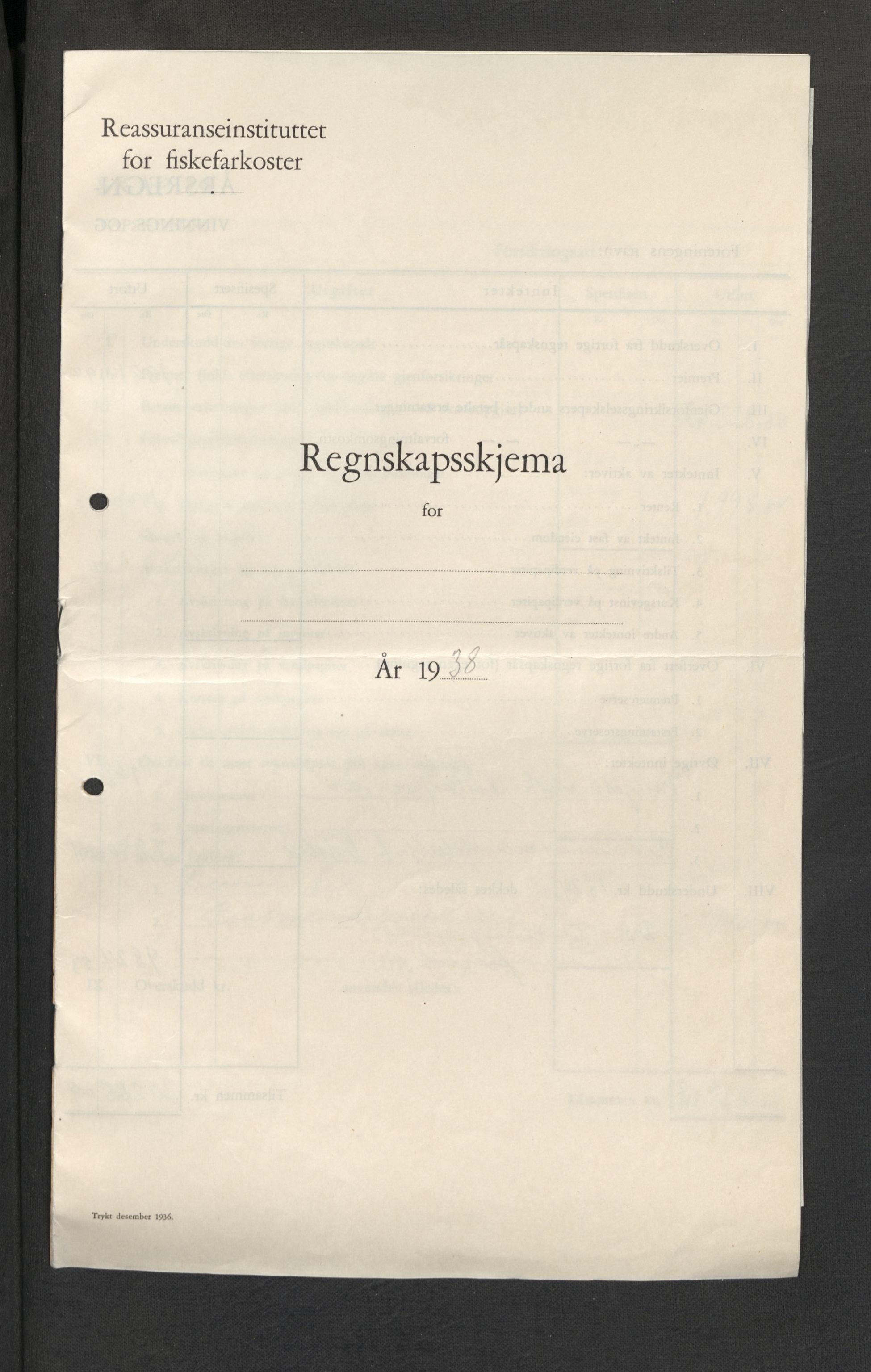 Jondal Skipsassuranseforening, AV/SAB-SAB/PA-0276/E/L0047: Regnskap , 1938-1976