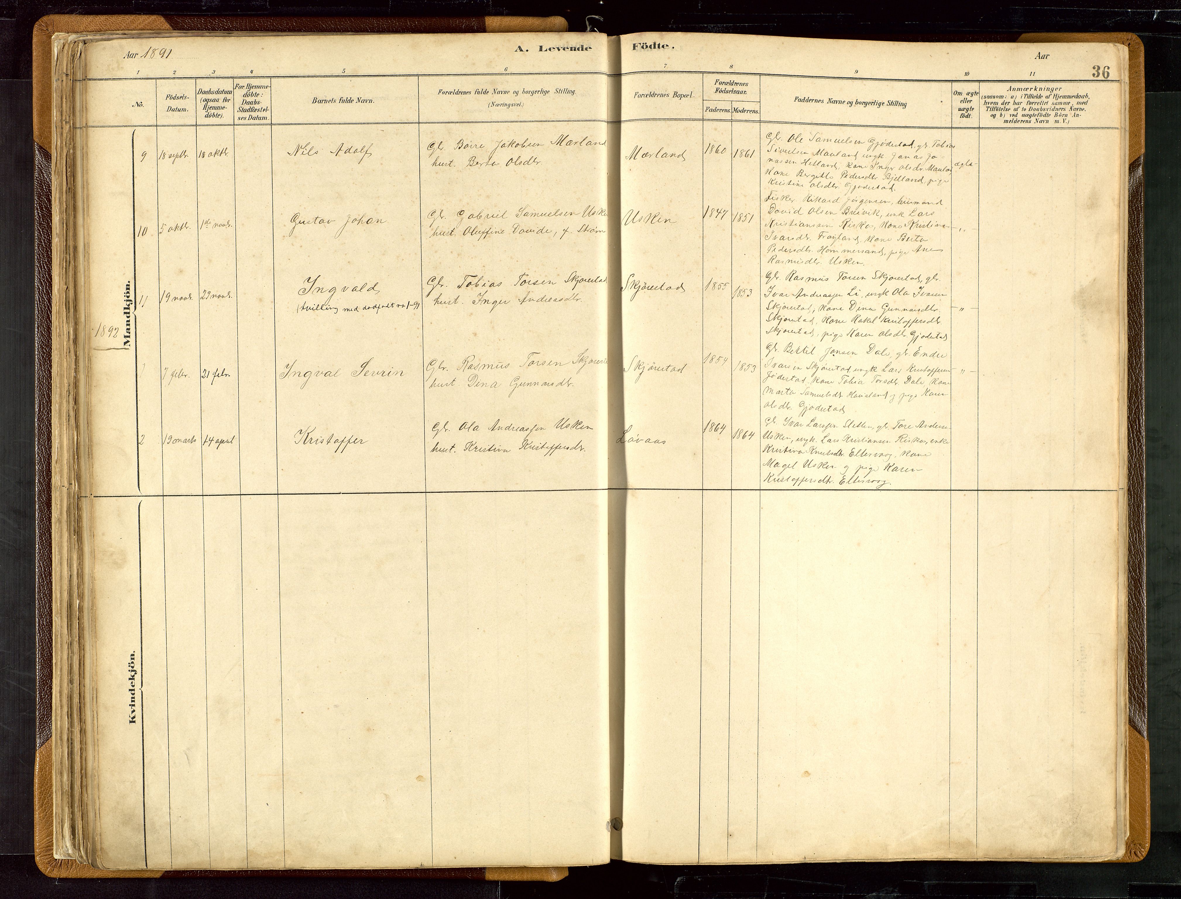 Hetland sokneprestkontor, SAST/A-101826/30/30BB/L0007: Klokkerbok nr. B 7, 1878-1910, s. 36