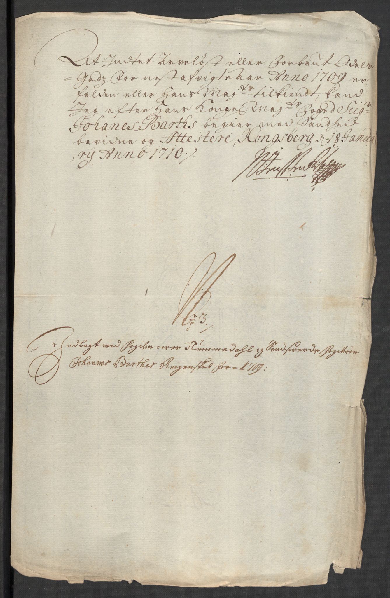 Rentekammeret inntil 1814, Reviderte regnskaper, Fogderegnskap, RA/EA-4092/R24/L1585: Fogderegnskap Numedal og Sandsvær, 1709-1710, s. 36