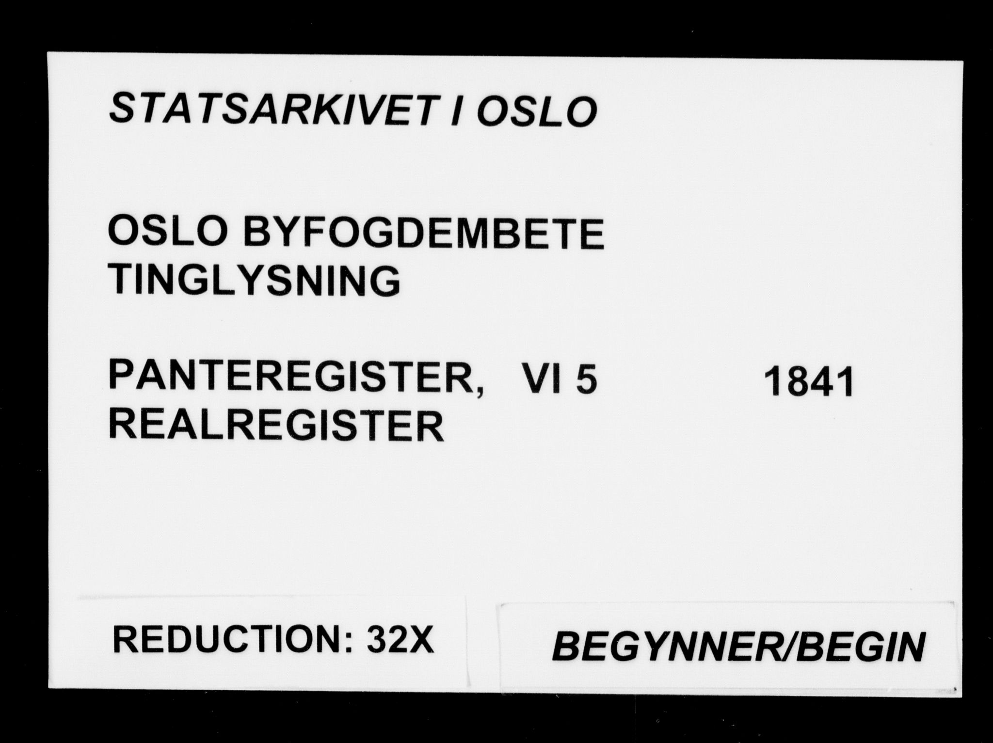 Christiania byfogd, SAO/A-11543/G/Ga/Gaa/Gaaf/L0005: Panteregister nr. VI 5, 1841-1867