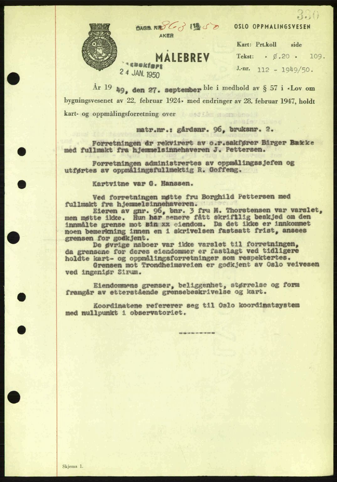 Oslo byskriverembete, AV/SAO-A-10227/G/Gb/Gbd/Gbda/L0017: Pantebok nr. A215, 1949-1950, Dagboknr: 863/1950