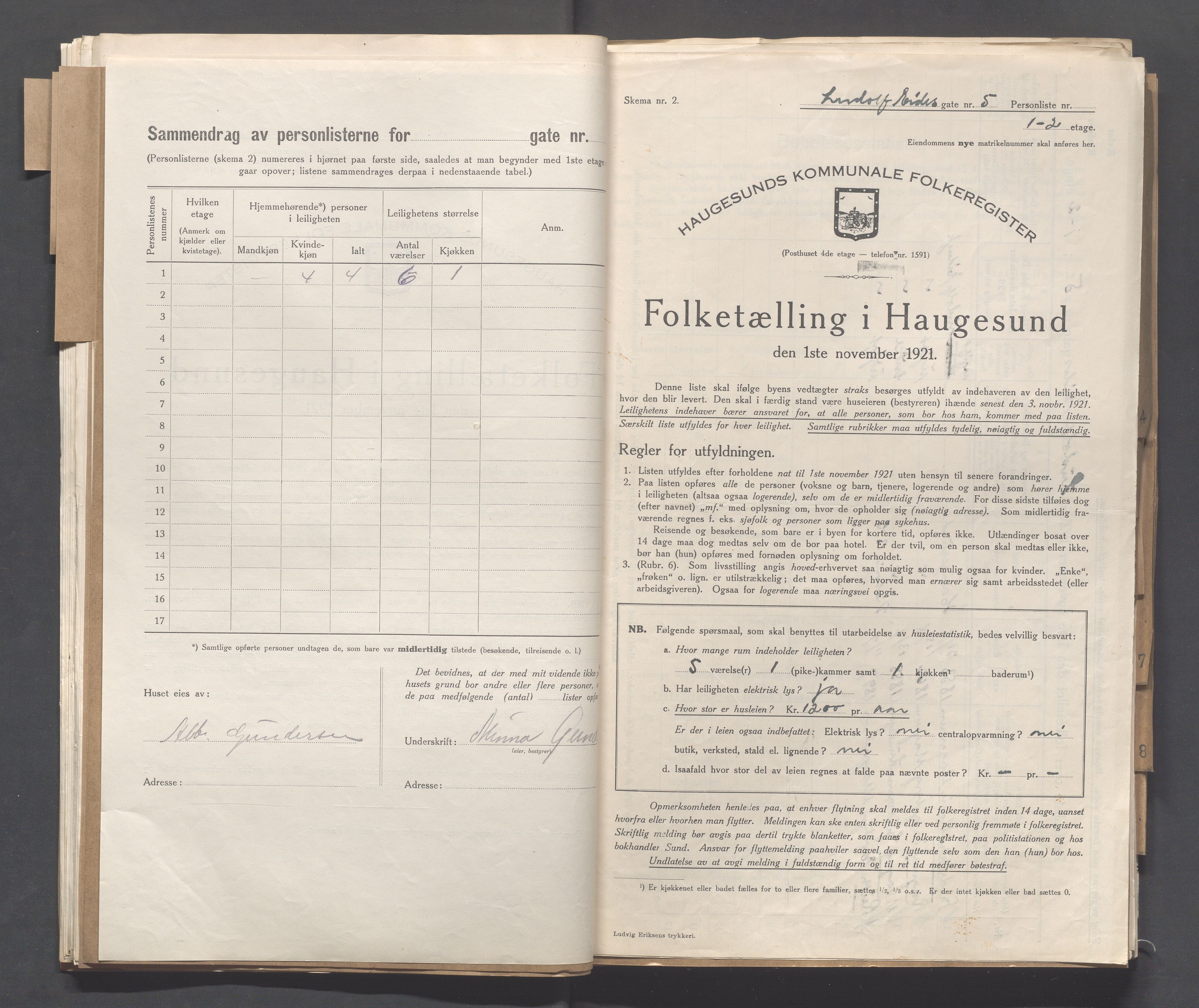 IKAR, Kommunal folketelling 1.11.1921 for Haugesund, 1921, s. 3046