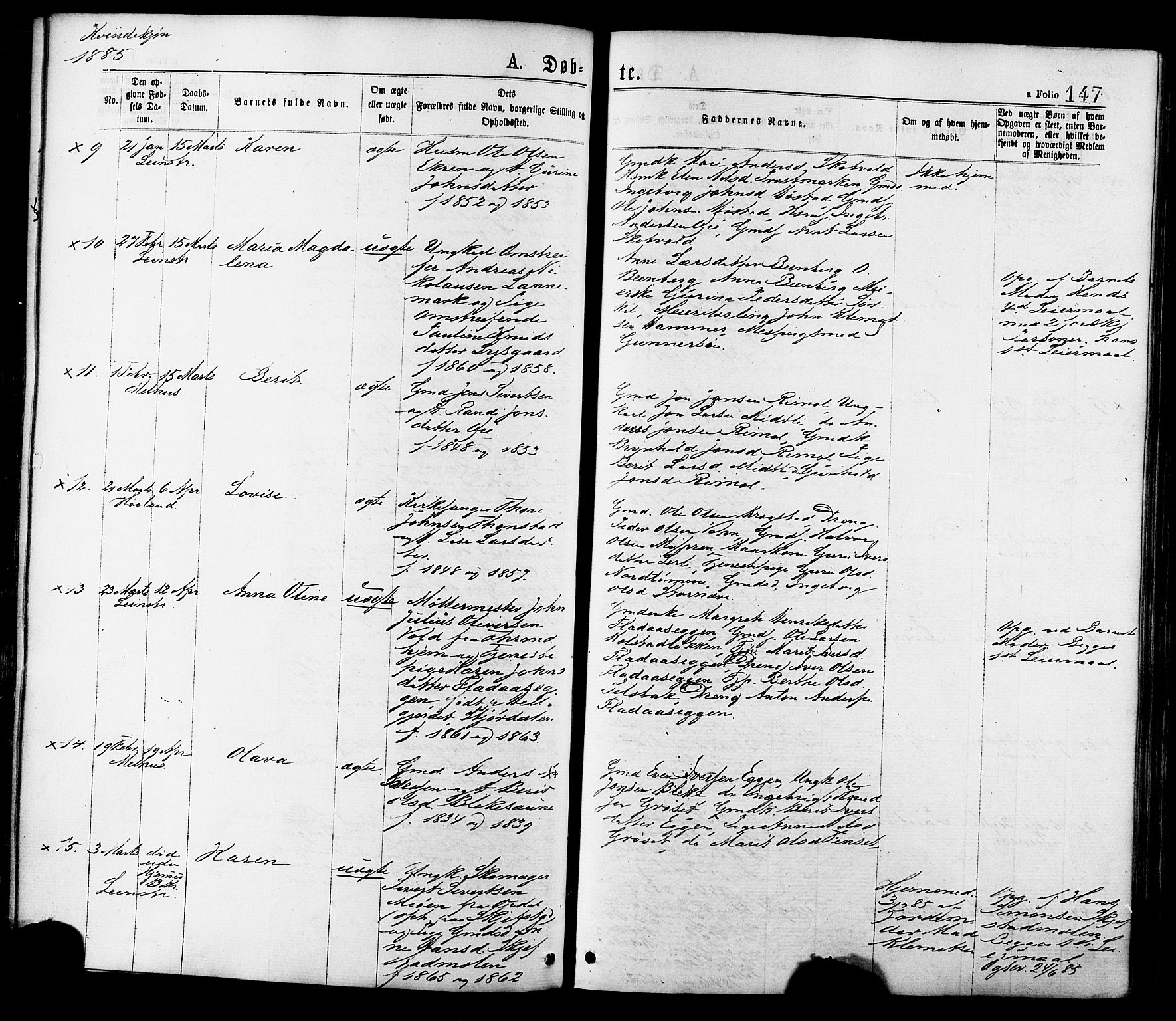 Ministerialprotokoller, klokkerbøker og fødselsregistre - Sør-Trøndelag, AV/SAT-A-1456/691/L1079: Ministerialbok nr. 691A11, 1873-1886, s. 147