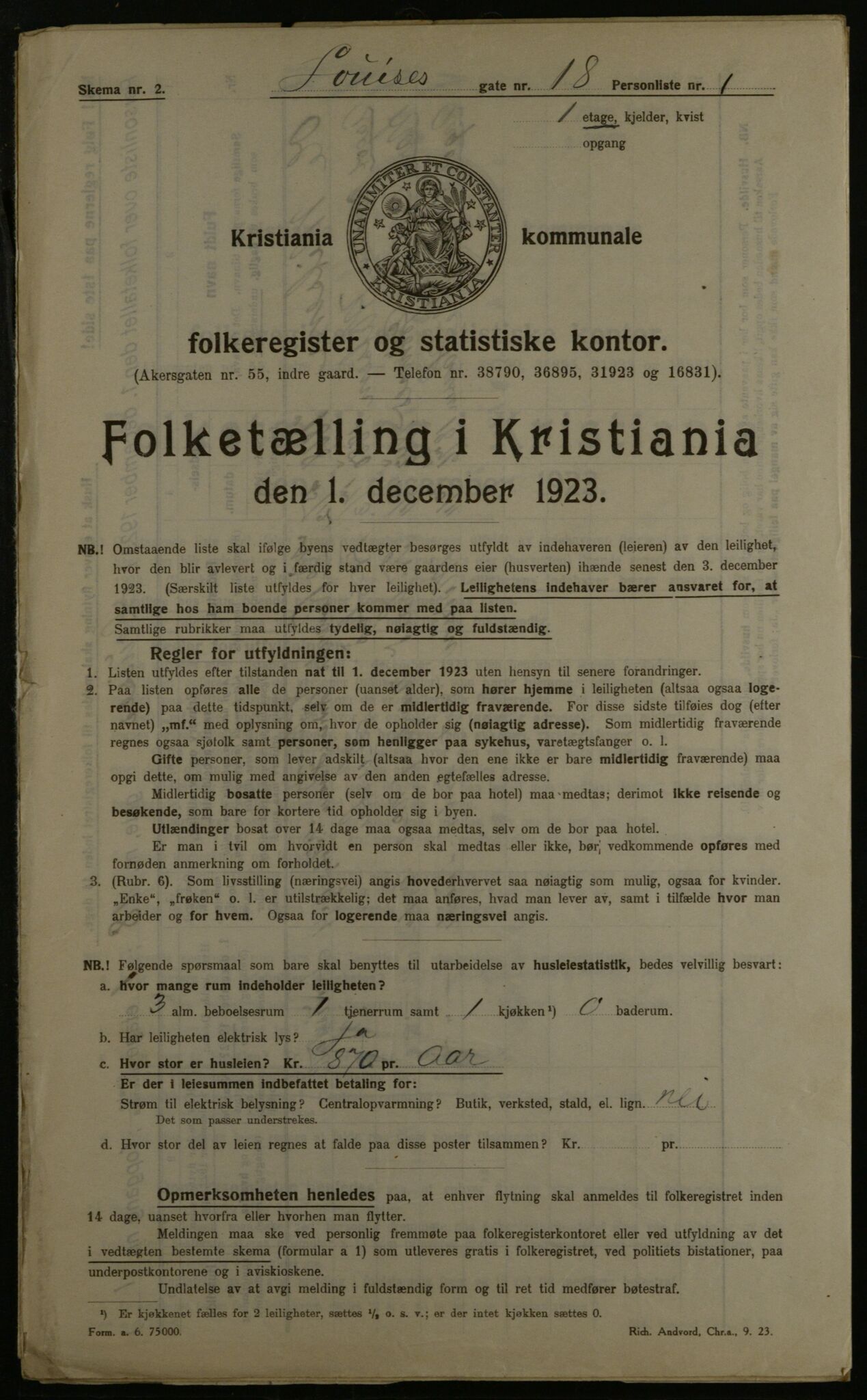 OBA, Kommunal folketelling 1.12.1923 for Kristiania, 1923, s. 64933