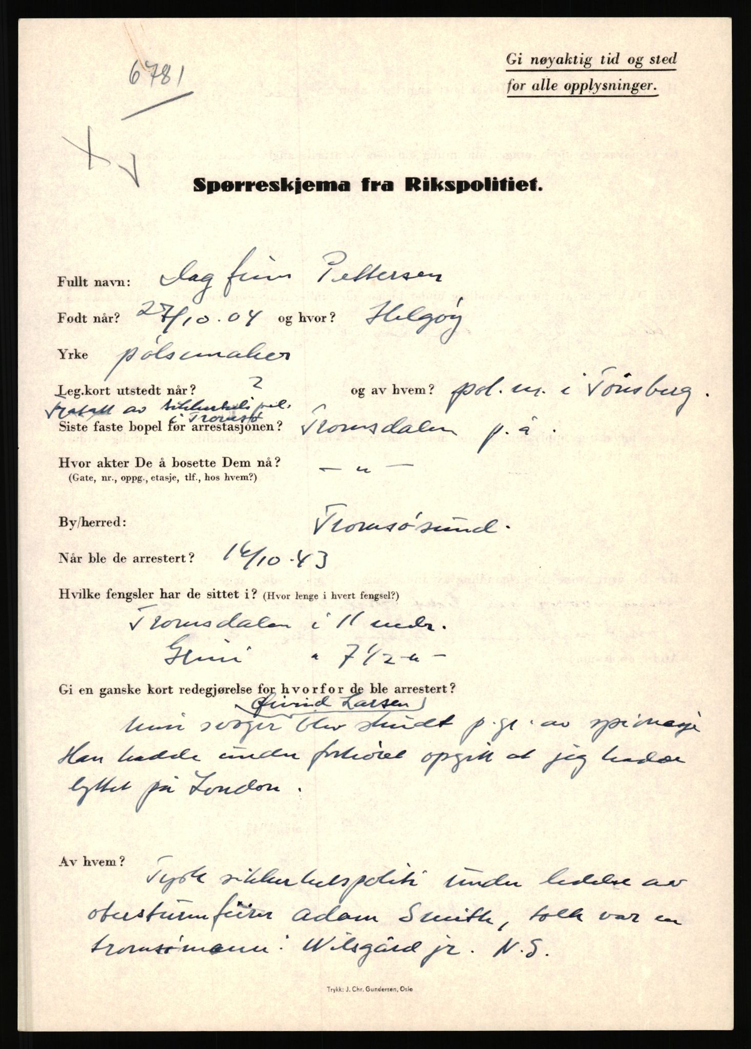 Rikspolitisjefen, AV/RA-S-1560/L/L0014: Pettersen, Aksel - Savosnick, Ernst, 1940-1945, s. 29