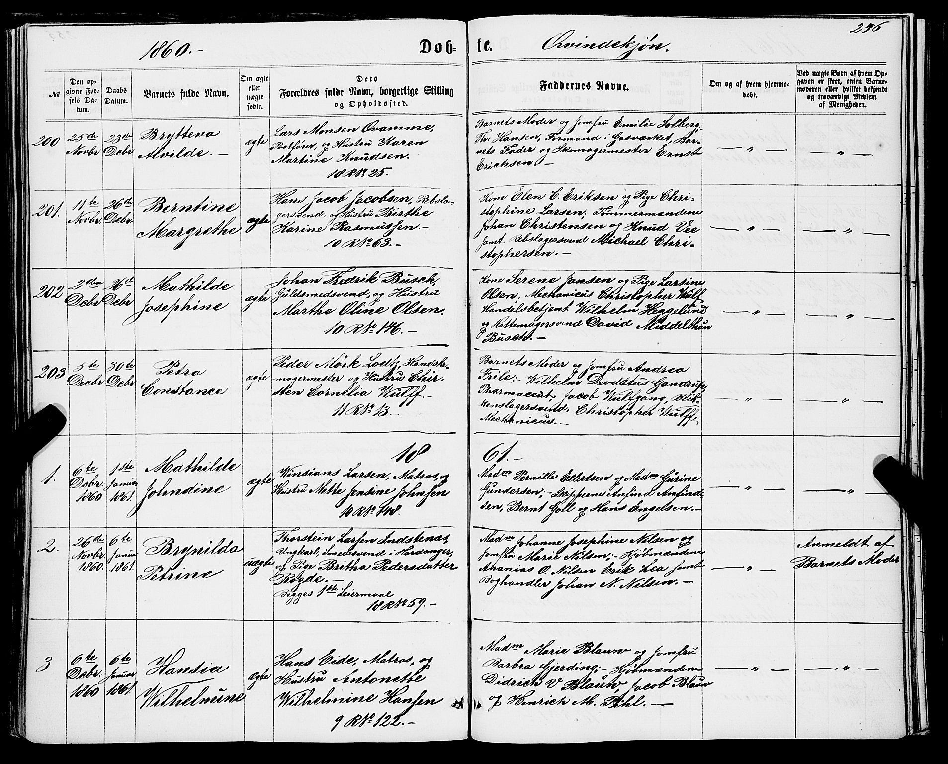 Domkirken sokneprestembete, AV/SAB-A-74801/H/Haa/L0021: Ministerialbok nr. B 4, 1859-1871, s. 256