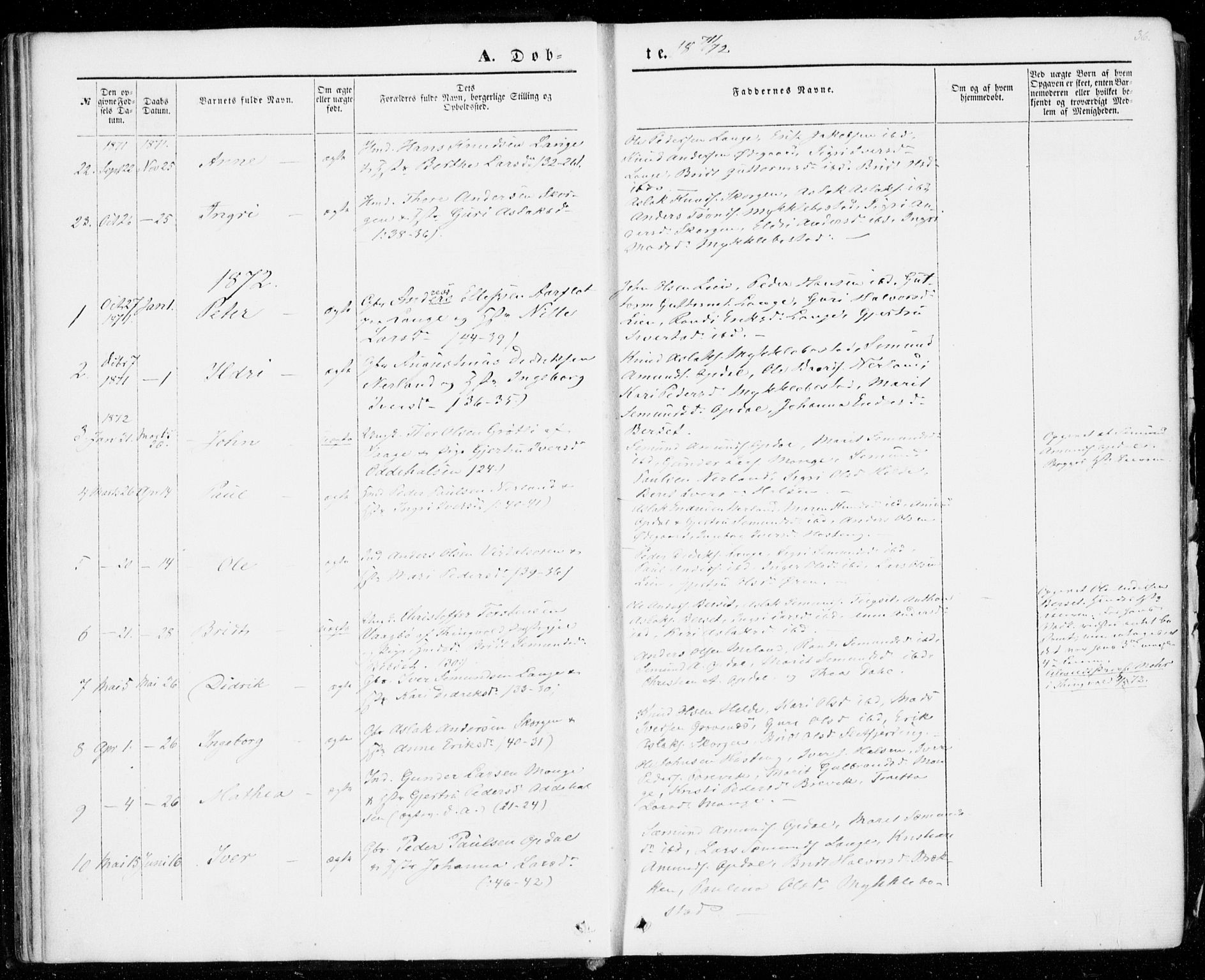 Ministerialprotokoller, klokkerbøker og fødselsregistre - Møre og Romsdal, AV/SAT-A-1454/554/L0643: Ministerialbok nr. 554A01, 1846-1879, s. 36