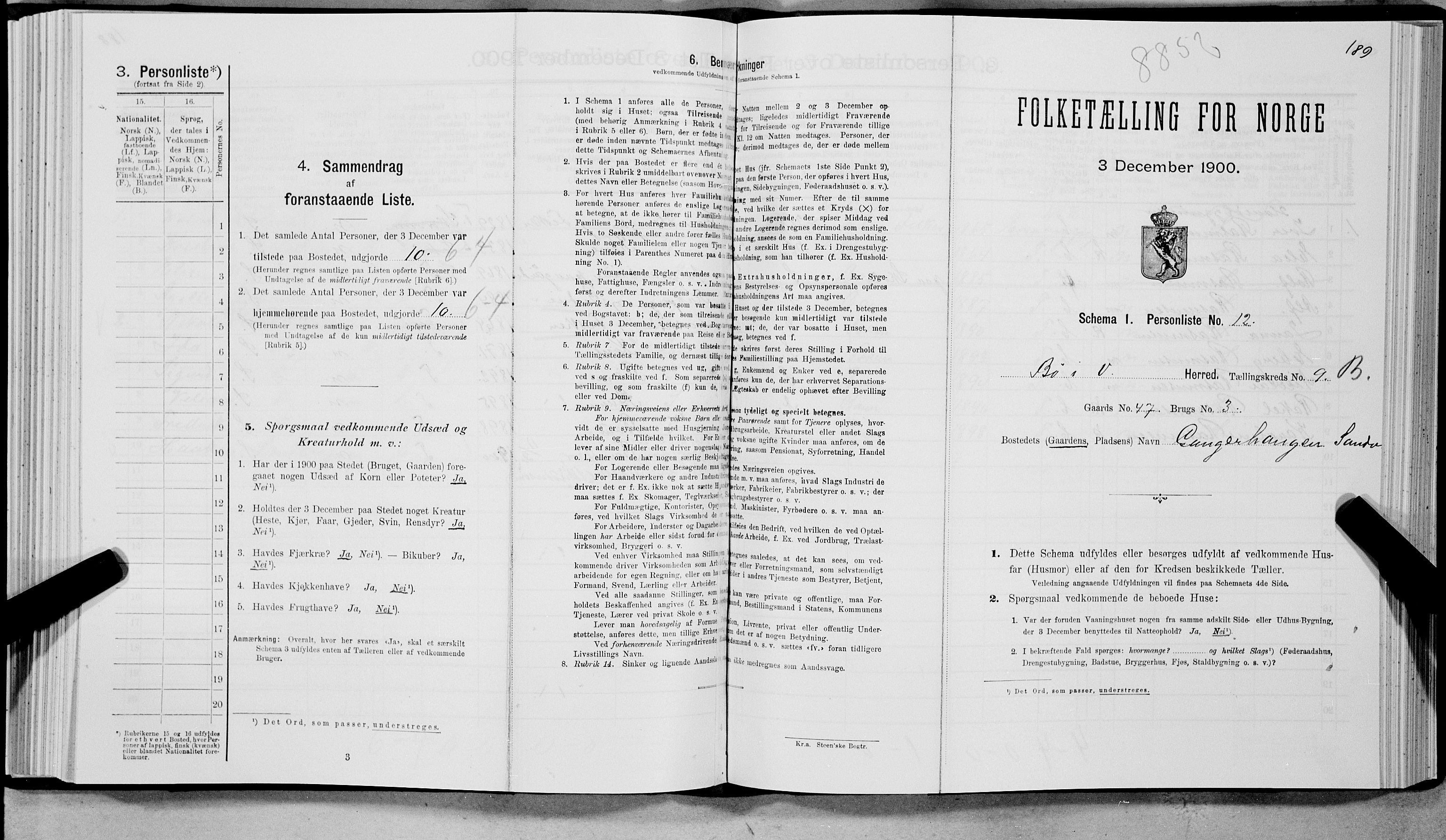 SAT, Folketelling 1900 for 1867 Bø herred, 1900, s. 1091