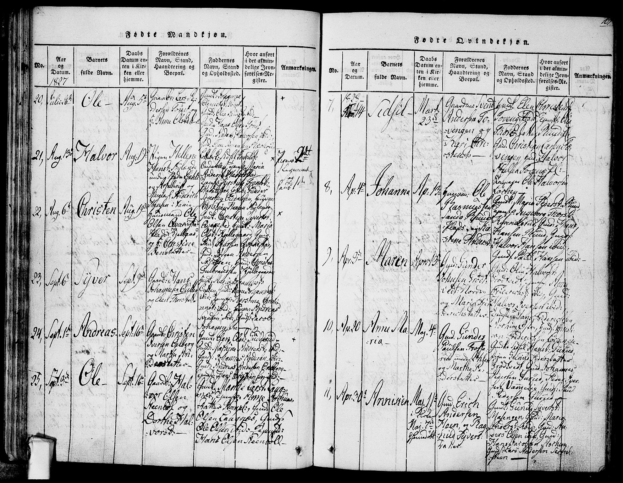 Askim prestekontor Kirkebøker, AV/SAO-A-10900/F/Fa/L0004: Ministerialbok nr. 4, 1817-1846, s. 106-107