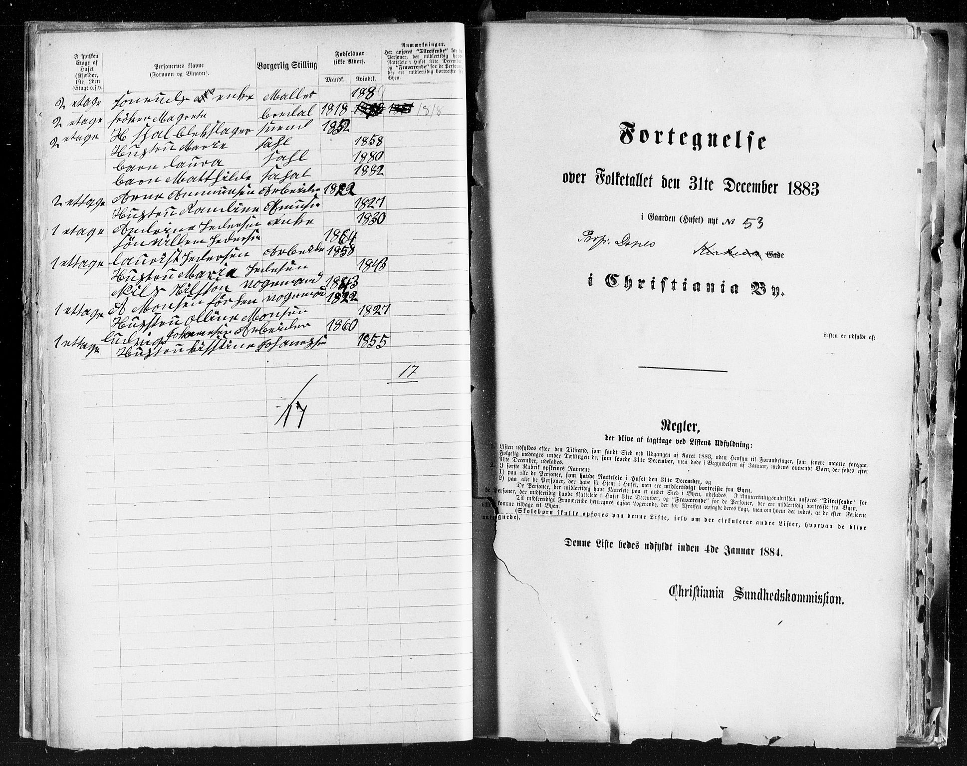 OBA, Kommunal folketelling 31.12.1883 for Kristiania kjøpstad, 1883, s. 3467