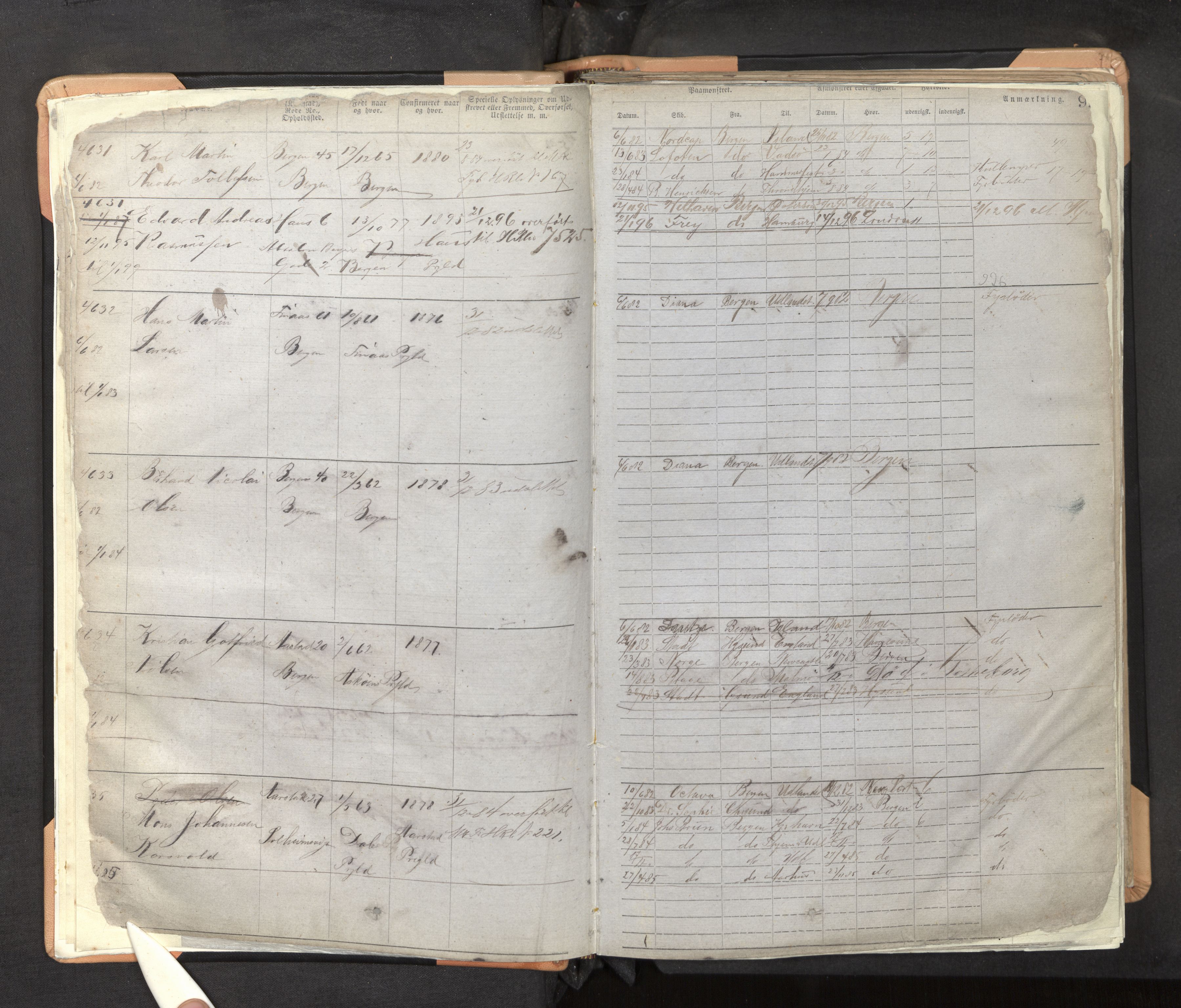 Innrulleringssjefen i Bergen, AV/SAB-A-100050/F/Fb/L0005: Sjøfarts-annotasjonsrulle, nr. 4611 - 5810, 1882-1897