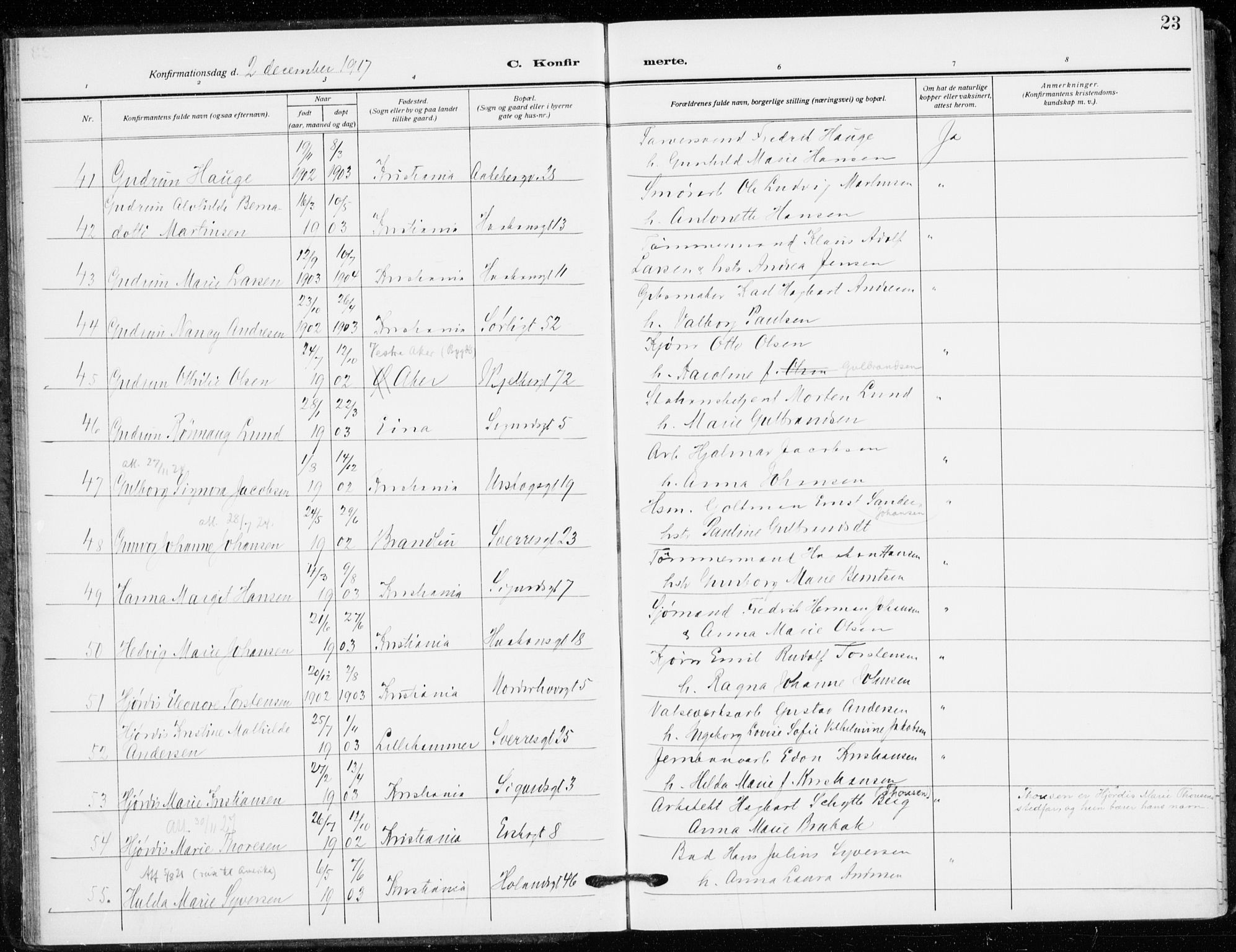Kampen prestekontor Kirkebøker, AV/SAO-A-10853/F/Fa/L0013: Ministerialbok nr. I 13, 1917-1922, s. 23