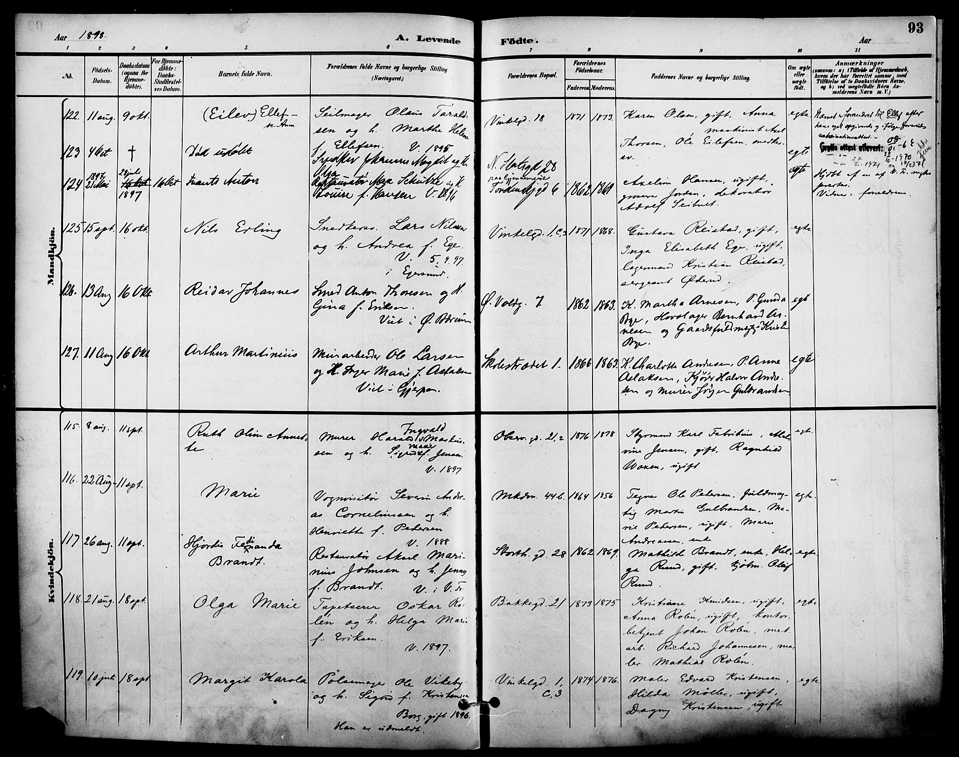 Johannes prestekontor Kirkebøker, AV/SAO-A-10852/F/Fa/L0007: Ministerialbok nr. 7, 1896-1905, s. 93