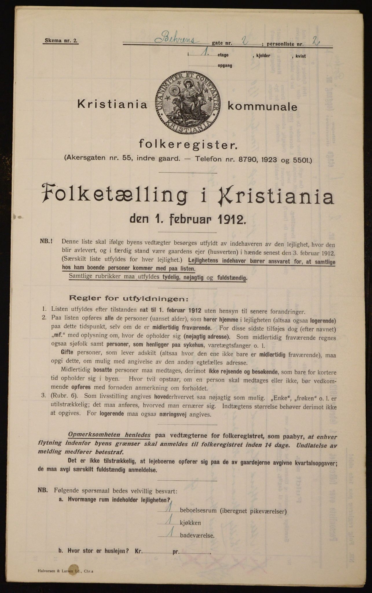 OBA, Kommunal folketelling 1.2.1912 for Kristiania, 1912, s. 3266