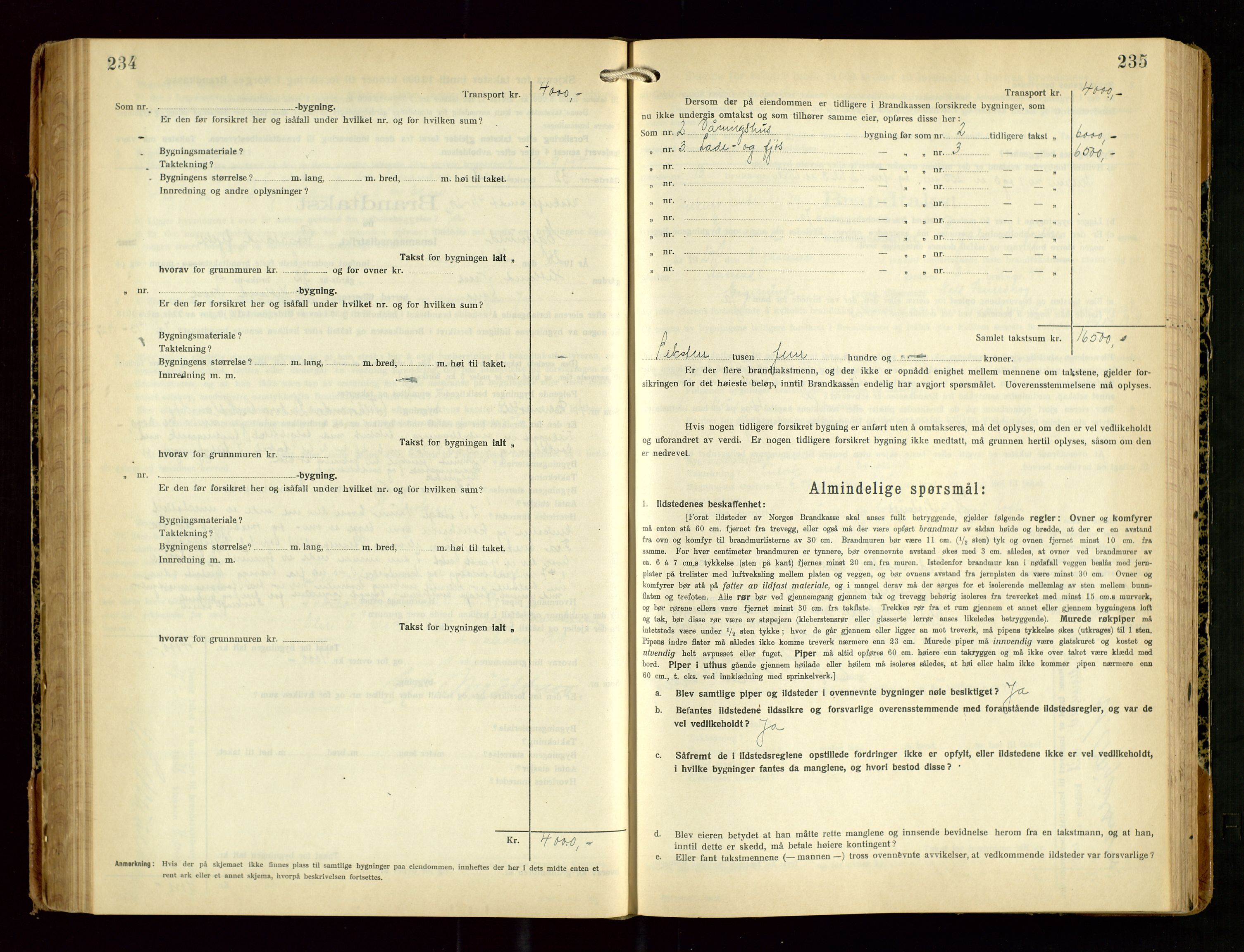 Eigersund lensmannskontor, SAST/A-100171/Gob/L0005: "Brandtakstprotokoll", 1925-1934, s. 234-235