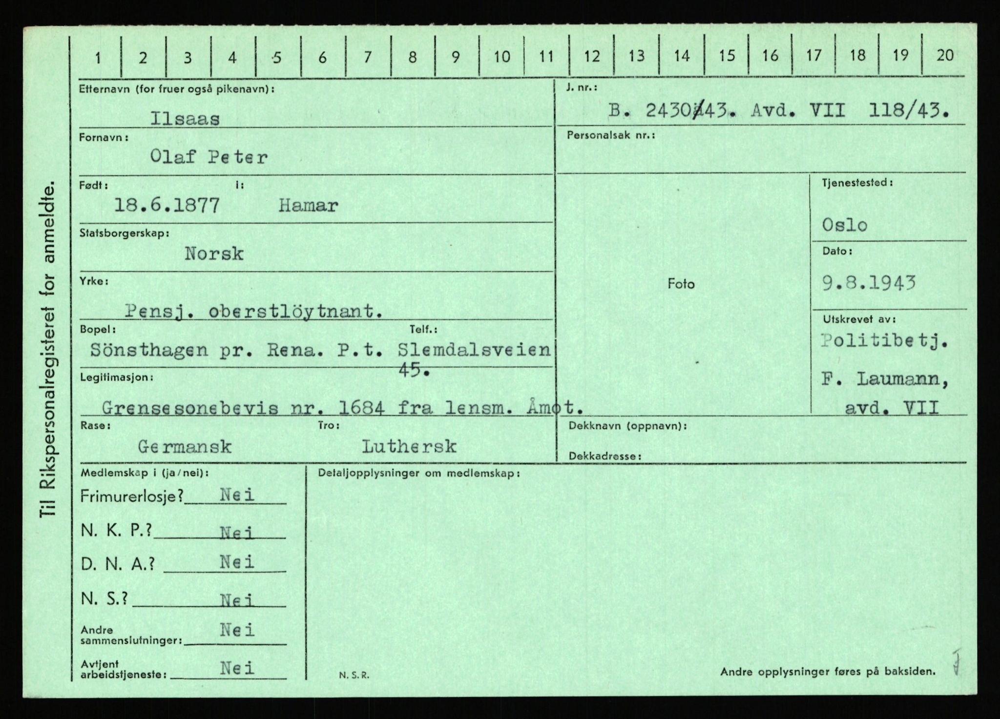 Statspolitiet - Hovedkontoret / Osloavdelingen, AV/RA-S-1329/C/Ca/L0007: Hol - Joelsen, 1943-1945, s. 2222