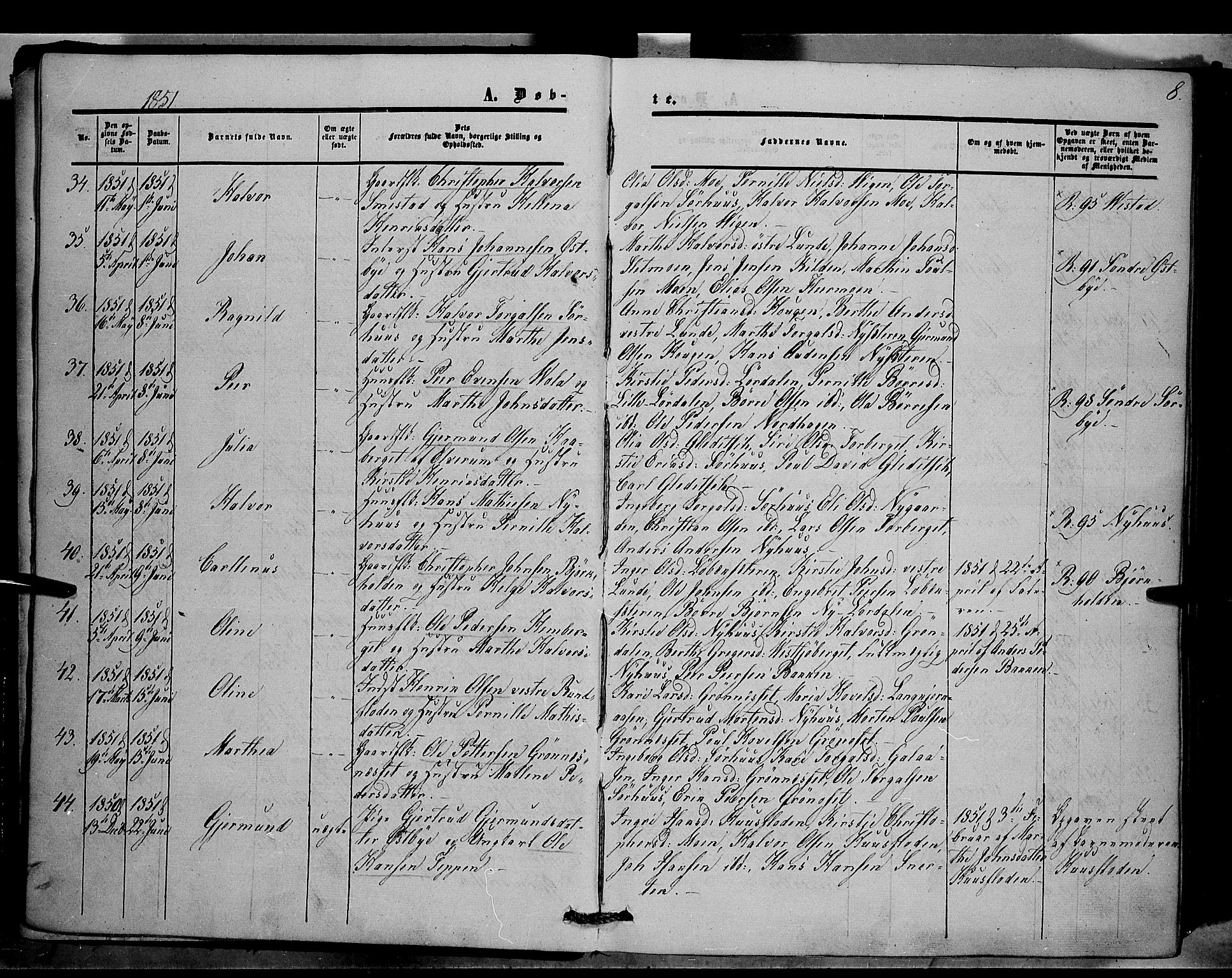 Trysil prestekontor, AV/SAH-PREST-046/H/Ha/Haa/L0005: Ministerialbok nr. 5, 1851-1865, s. 8