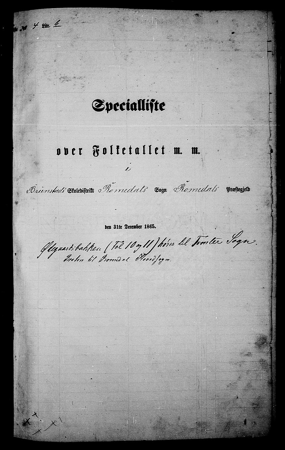 RA, Folketelling 1865 for 0416P Romedal prestegjeld, 1865, s. 104