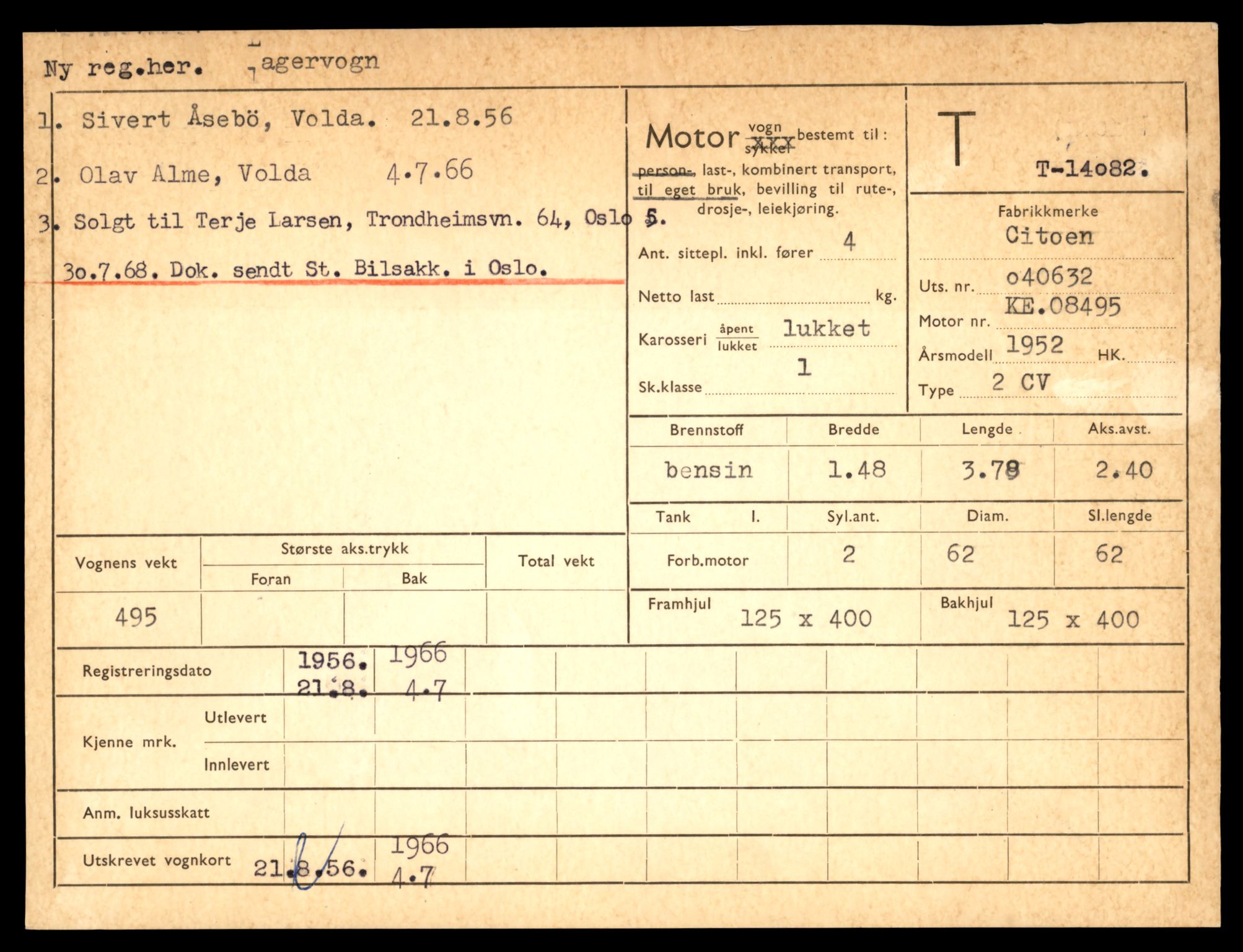Møre og Romsdal vegkontor - Ålesund trafikkstasjon, AV/SAT-A-4099/F/Fe/L0043: Registreringskort for kjøretøy T 14080 - T 14204, 1927-1998, s. 43