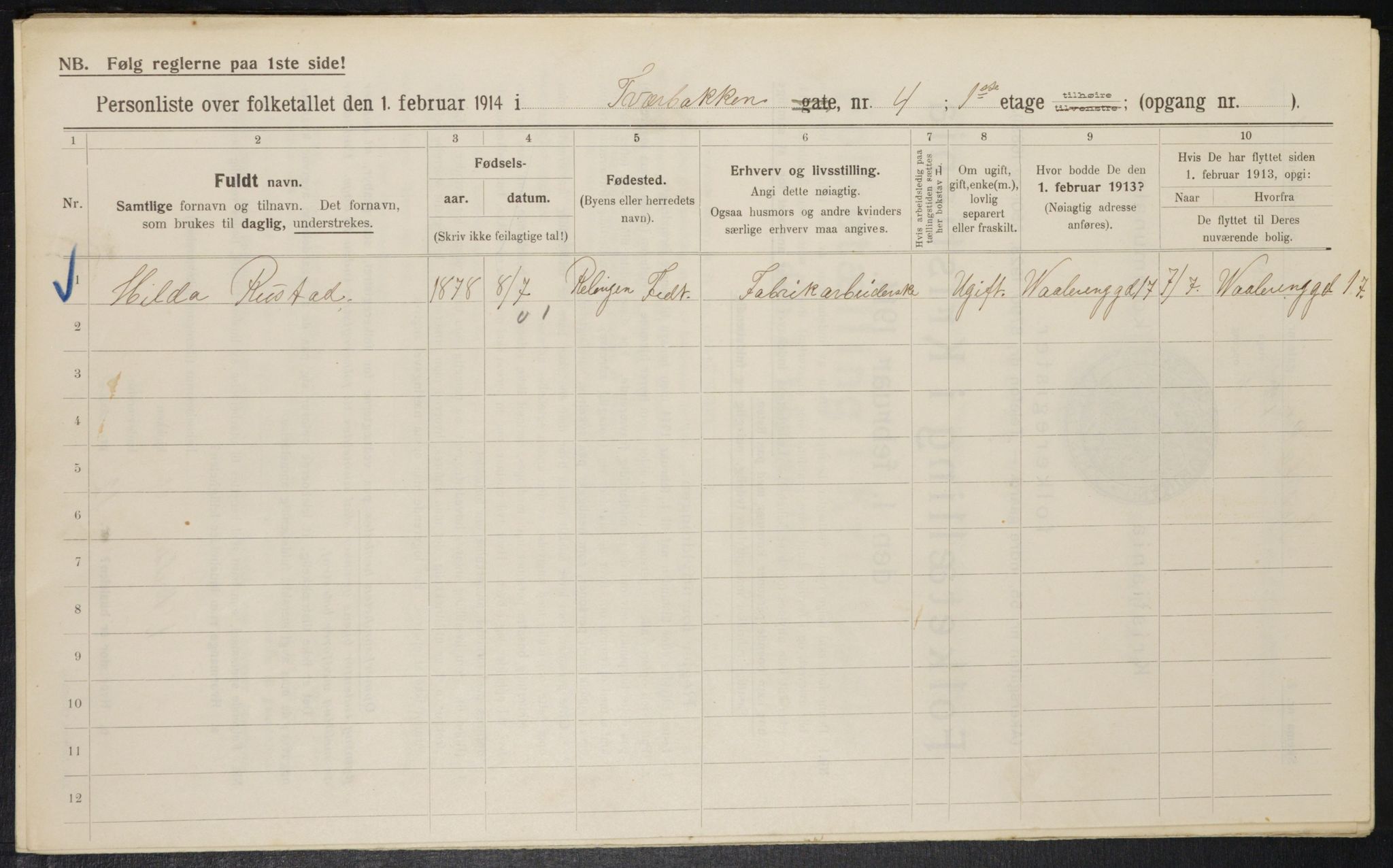 OBA, Kommunal folketelling 1.2.1914 for Kristiania, 1914, s. 118242
