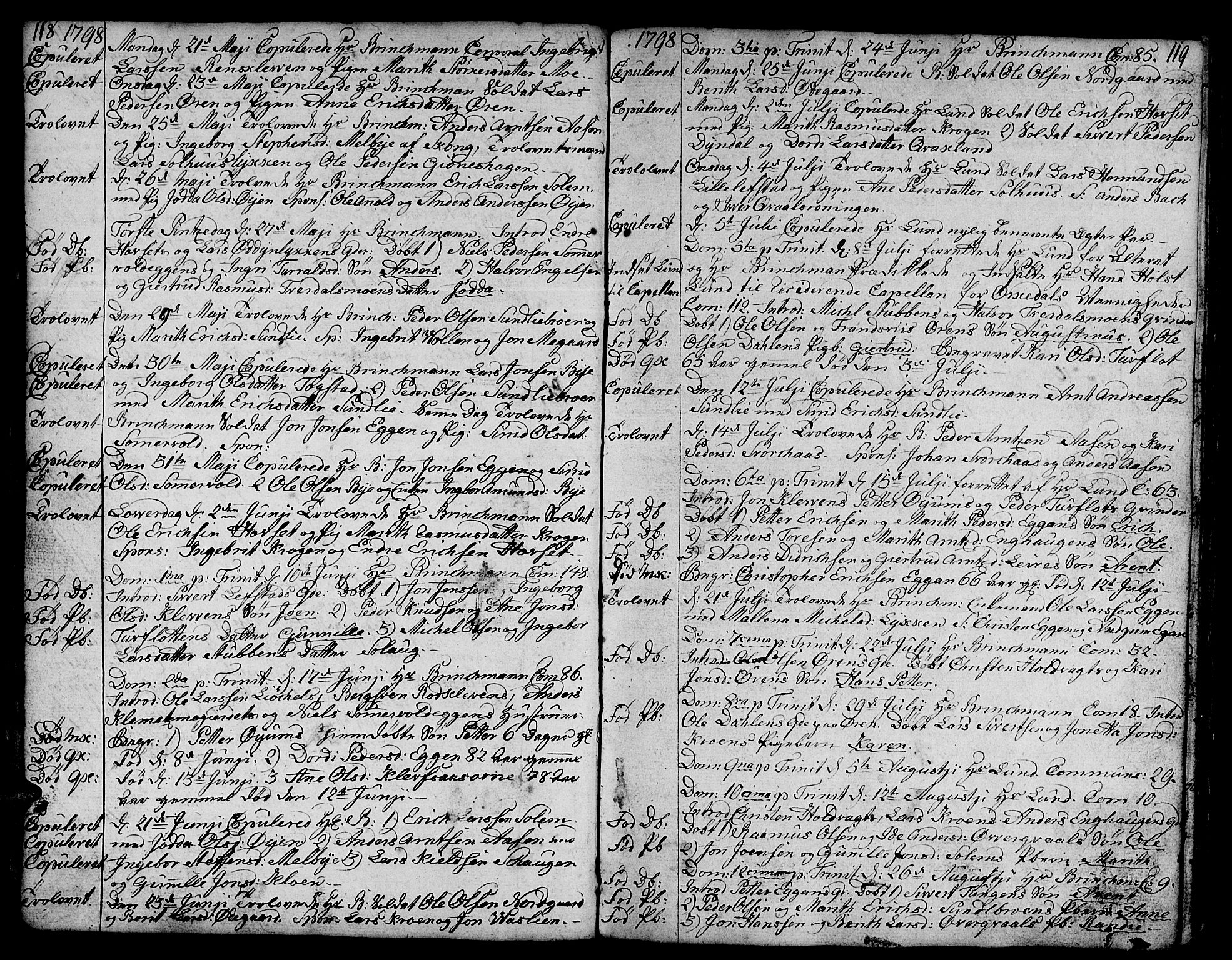Ministerialprotokoller, klokkerbøker og fødselsregistre - Sør-Trøndelag, SAT/A-1456/668/L0815: Klokkerbok nr. 668C04, 1791-1815, s. 118-119