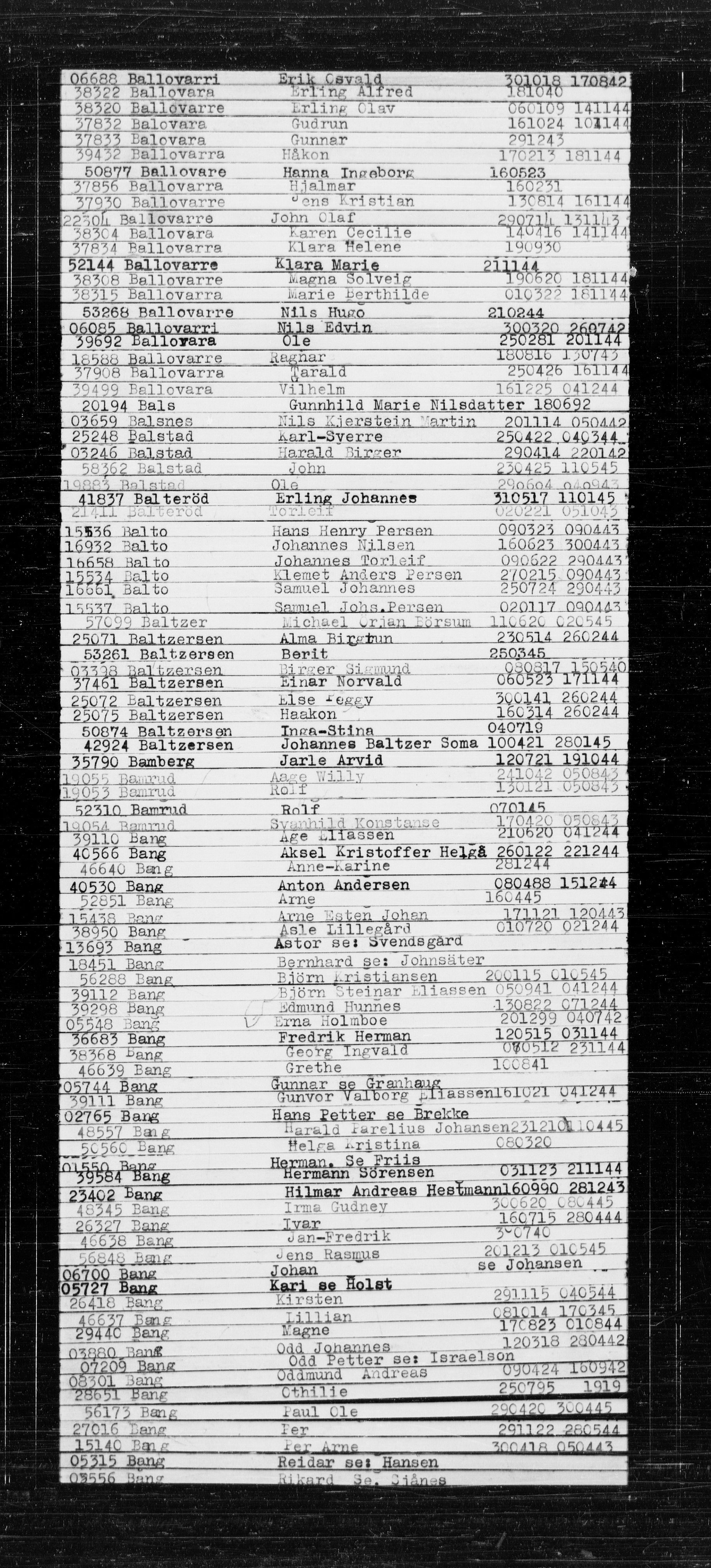 Den Kgl. Norske Legasjons Flyktningskontor, RA/S-6753/V/Va/L0022: Kjesäterkartoteket.  Alfabetisk register, A-Å., 1940-1945, s. 58