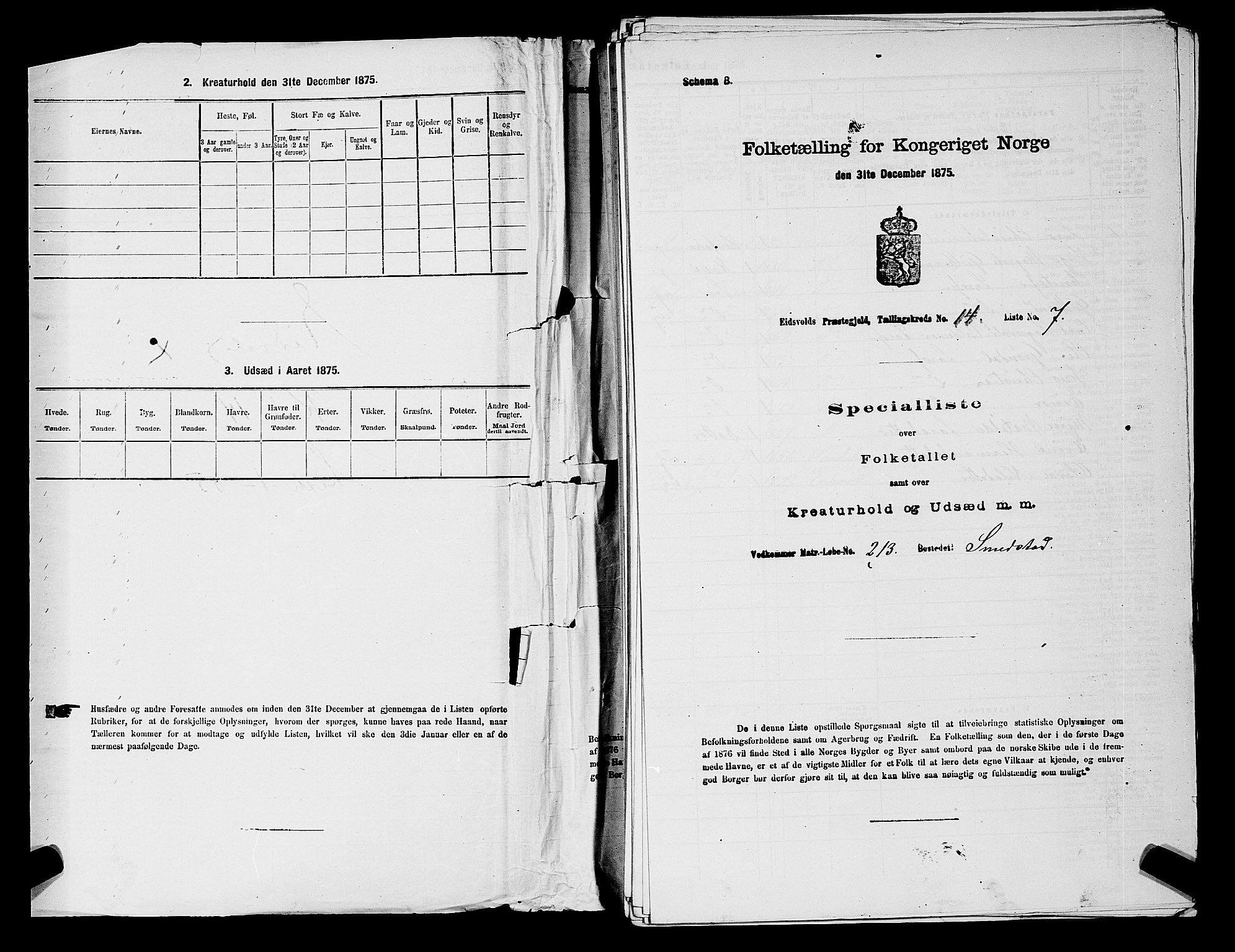 RA, Folketelling 1875 for 0237P Eidsvoll prestegjeld, 1875, s. 2284