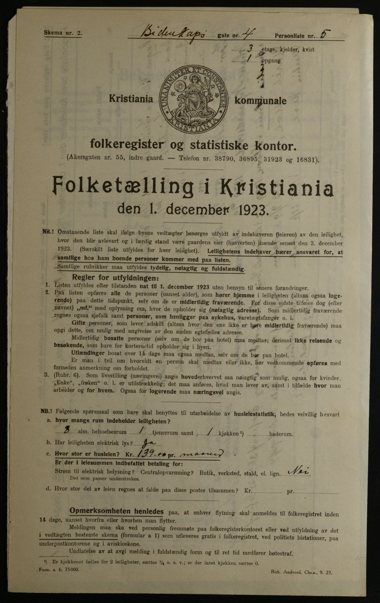 OBA, Kommunal folketelling 1.12.1923 for Kristiania, 1923, s. 5792