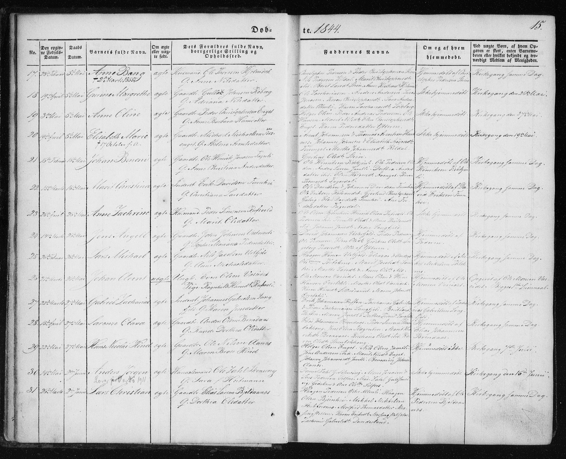 Ministerialprotokoller, klokkerbøker og fødselsregistre - Nordland, AV/SAT-A-1459/827/L0391: Ministerialbok nr. 827A03, 1842-1852, s. 15