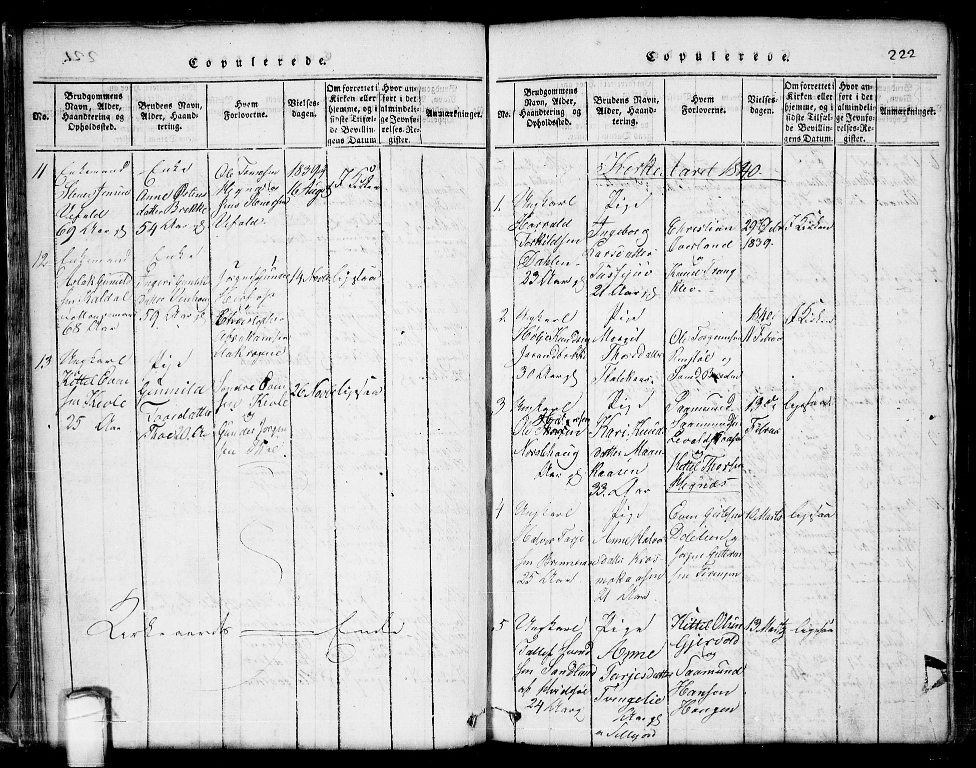 Seljord kirkebøker, AV/SAKO-A-20/G/Ga/L0001: Klokkerbok nr. I 1, 1815-1854, s. 222