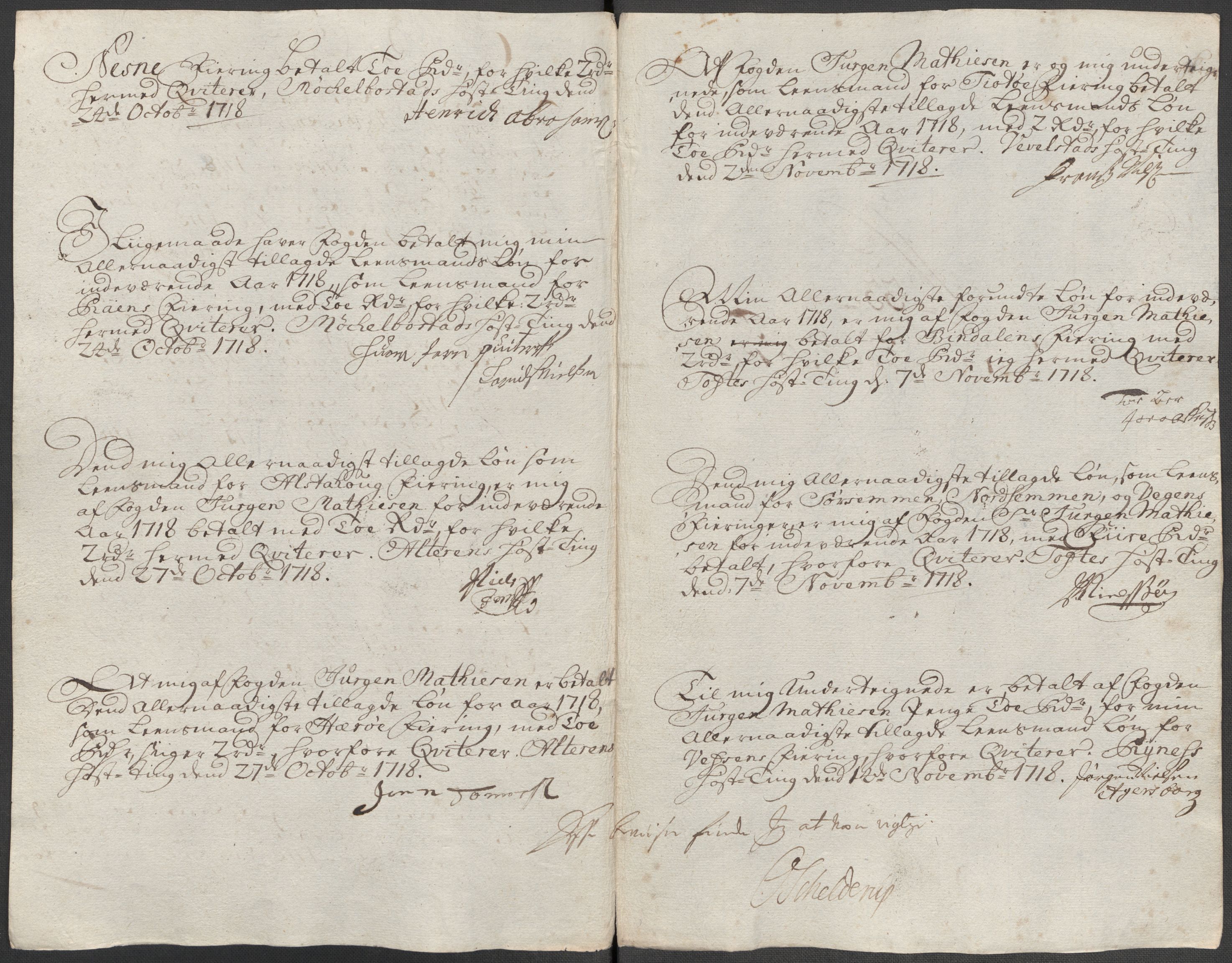 Rentekammeret inntil 1814, Reviderte regnskaper, Fogderegnskap, RA/EA-4092/R65/L4516: Fogderegnskap Helgeland, 1718, s. 250