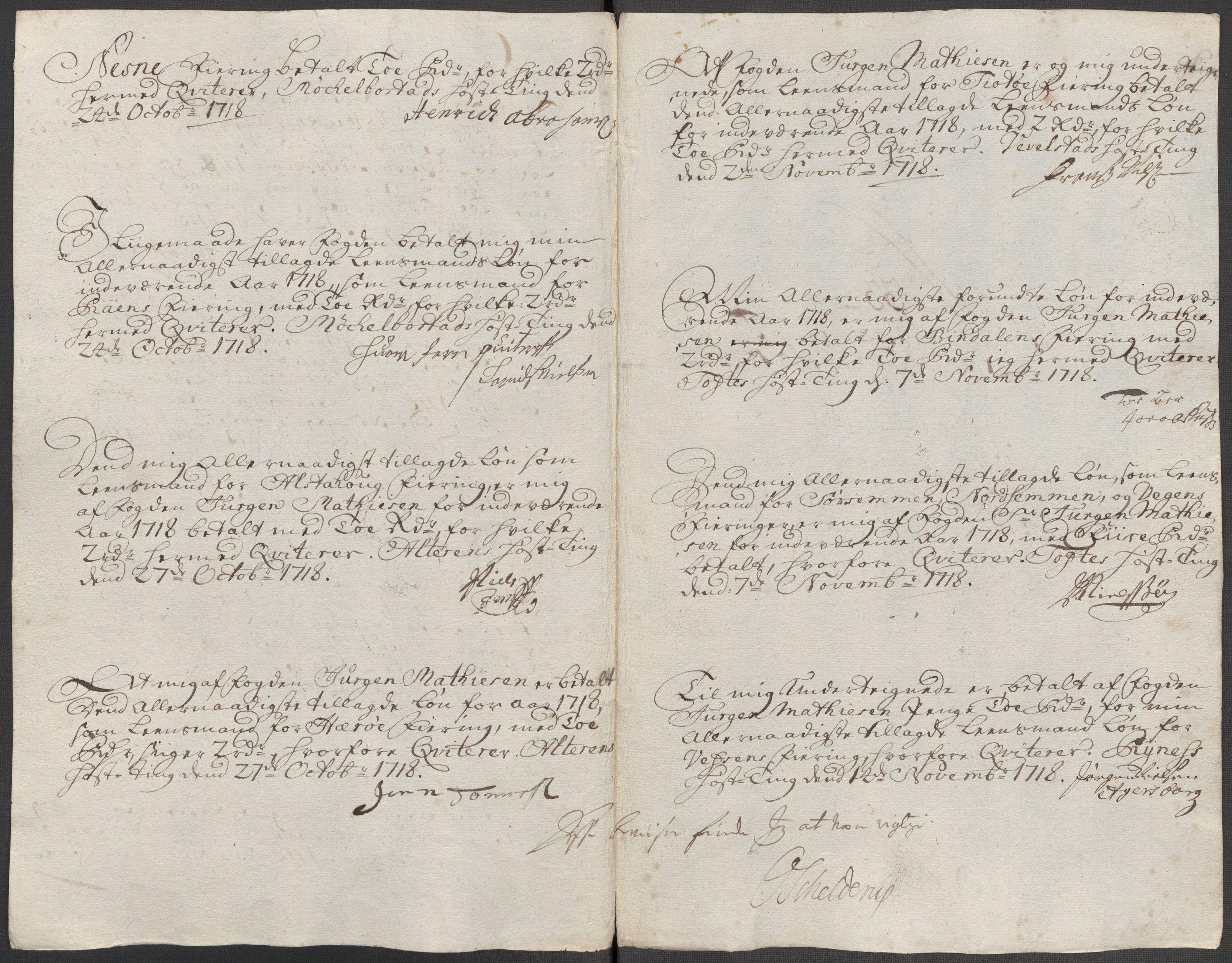 Rentekammeret inntil 1814, Reviderte regnskaper, Fogderegnskap, AV/RA-EA-4092/R65/L4516: Fogderegnskap Helgeland, 1718, s. 250