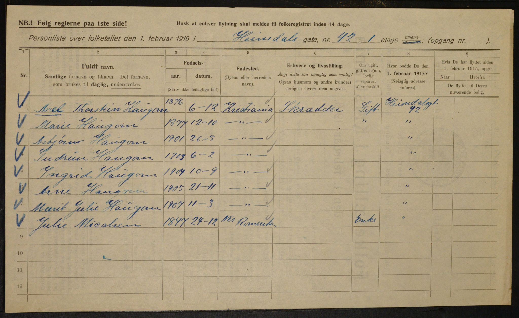 OBA, Kommunal folketelling 1.2.1916 for Kristiania, 1916, s. 38053