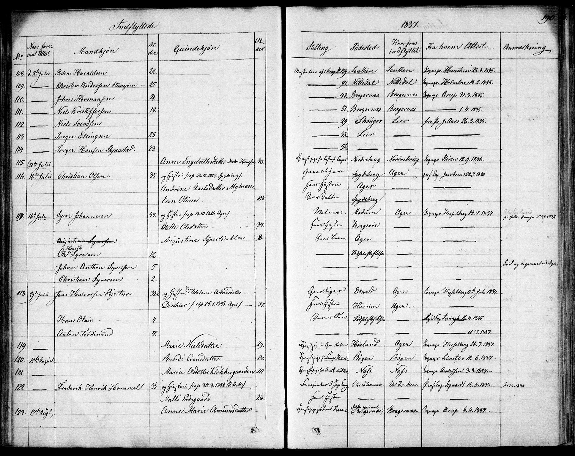 Garnisonsmenigheten Kirkebøker, AV/SAO-A-10846/F/Fa/L0007: Ministerialbok nr. 7, 1828-1881, s. 190