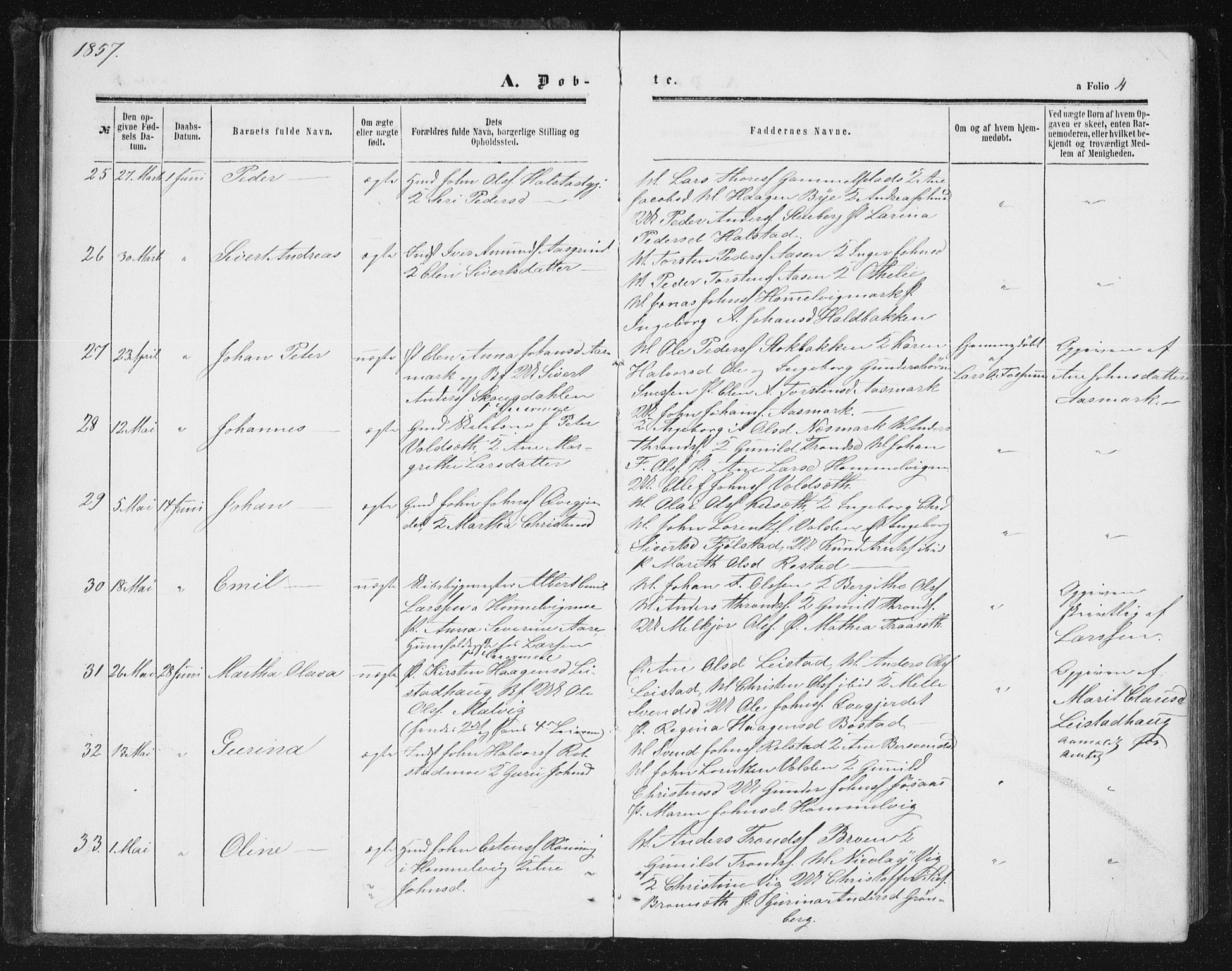 Ministerialprotokoller, klokkerbøker og fødselsregistre - Sør-Trøndelag, AV/SAT-A-1456/616/L0408: Ministerialbok nr. 616A05, 1857-1865, s. 4