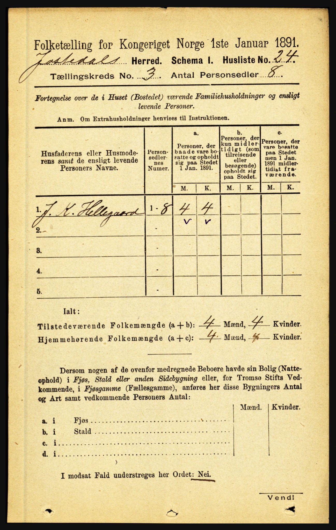 RA, Folketelling 1891 for 1427 Jostedal herred, 1891, s. 890