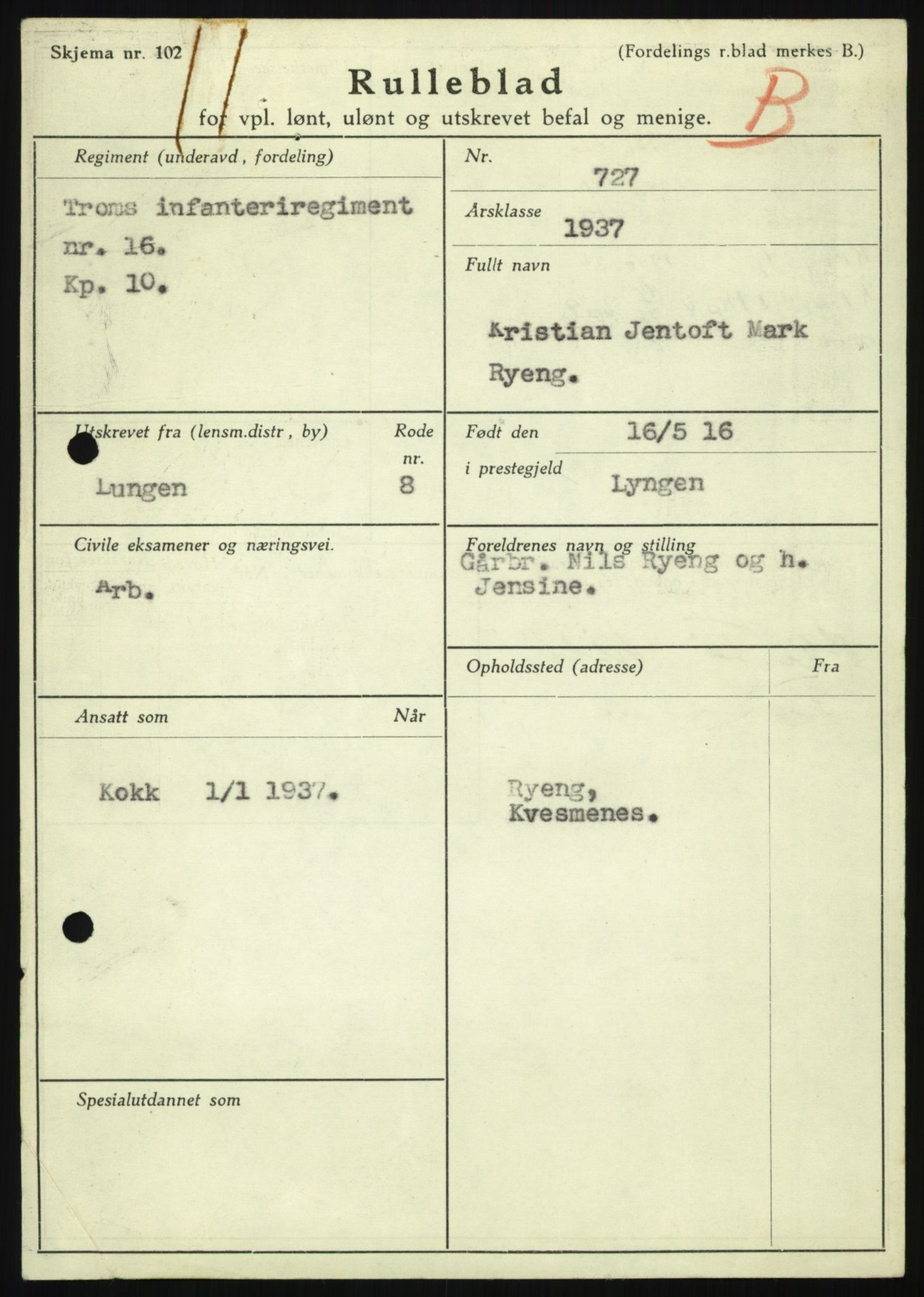 Forsvaret, Troms infanteriregiment nr. 16, AV/RA-RAFA-3146/P/Pa/L0021: Rulleblad for regimentets menige mannskaper, årsklasse 1937, 1937, s. 1087