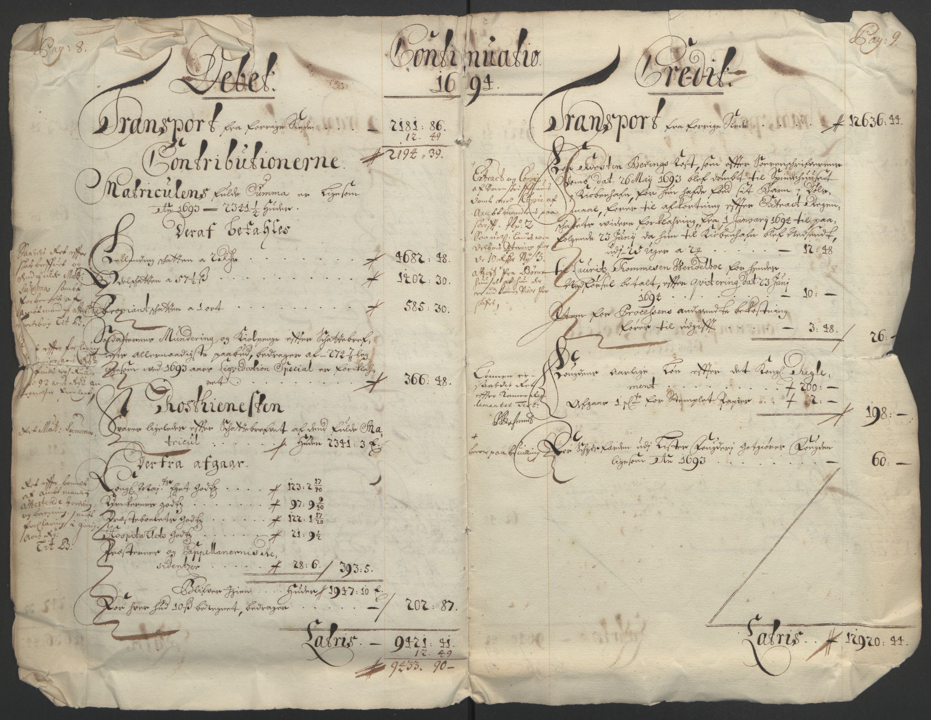 Rentekammeret inntil 1814, Reviderte regnskaper, Fogderegnskap, AV/RA-EA-4092/R43/L2545: Fogderegnskap Lista og Mandal, 1694-1695, s. 8