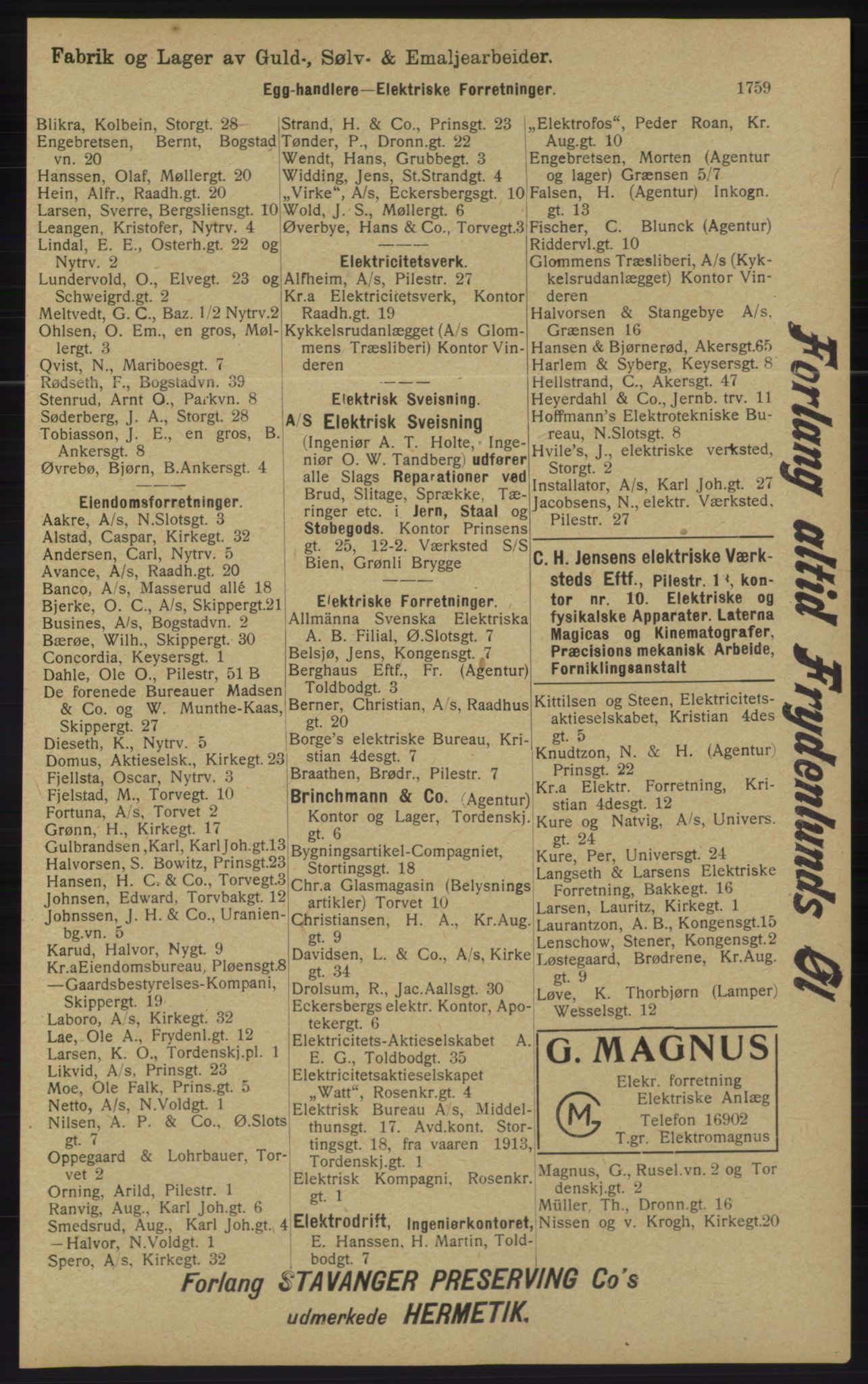 Kristiania/Oslo adressebok, PUBL/-, 1913, s. 1715