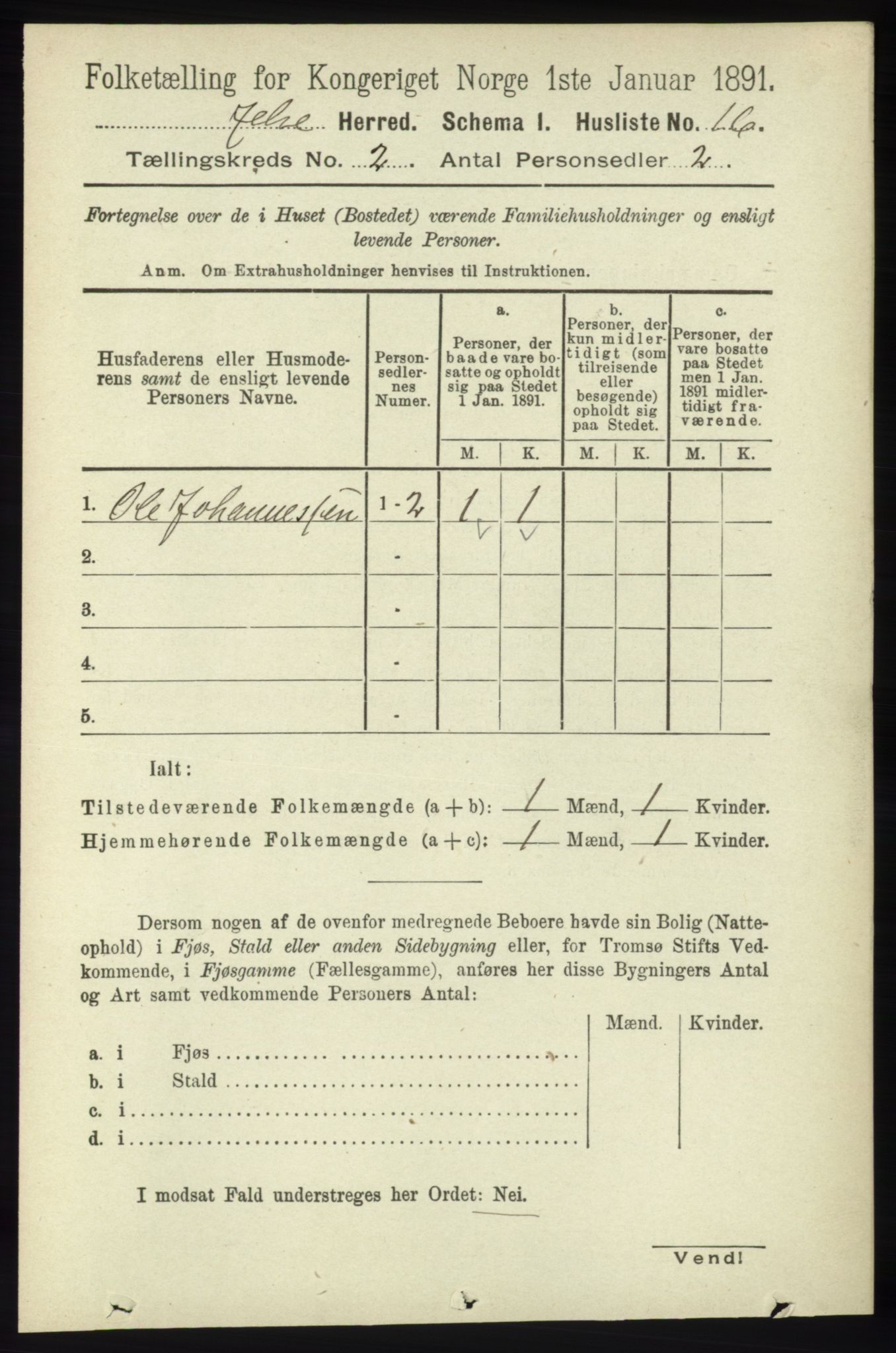 RA, Folketelling 1891 for 1138 Jelsa herred, 1891, s. 243