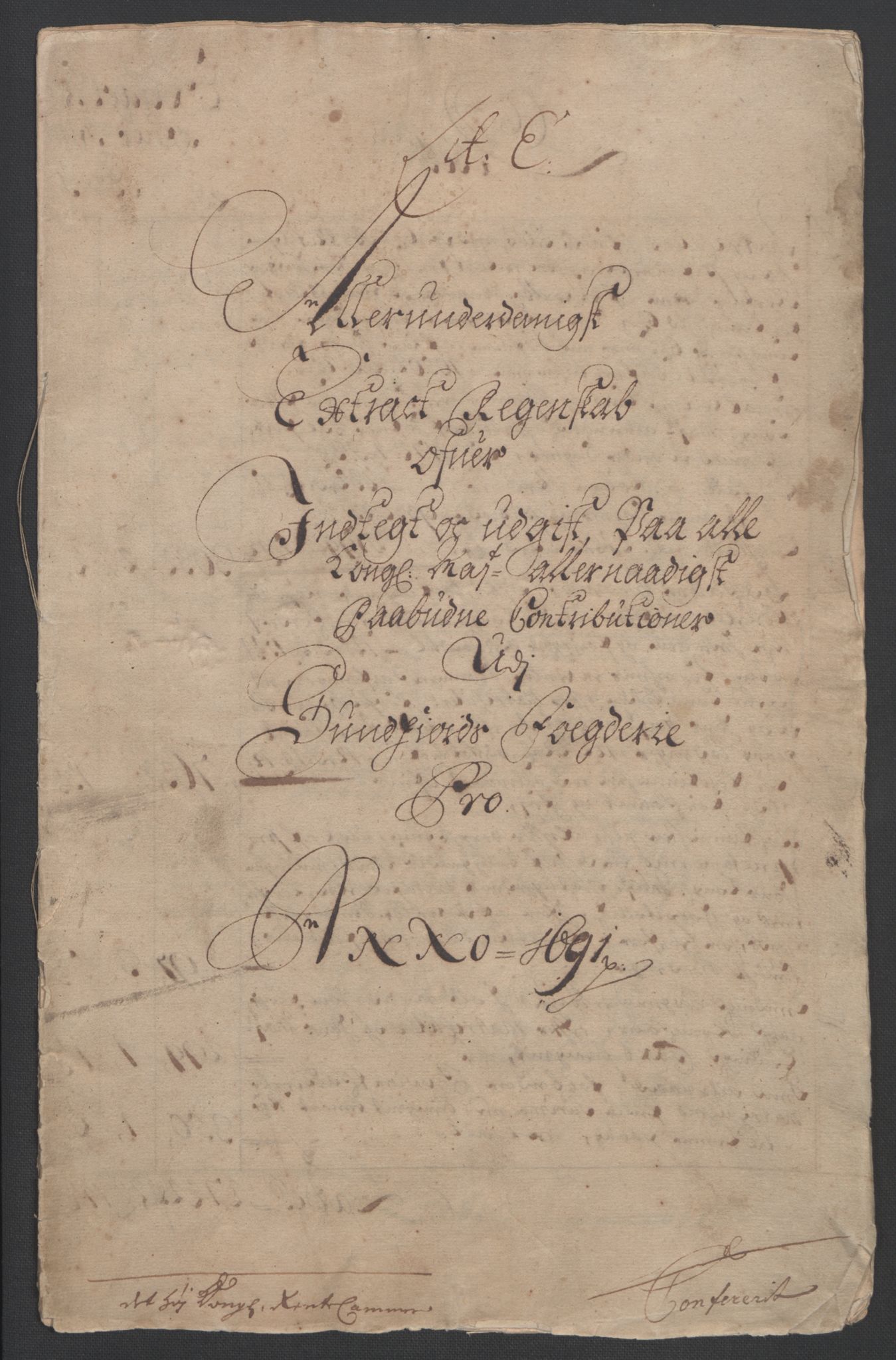 Rentekammeret inntil 1814, Reviderte regnskaper, Fogderegnskap, AV/RA-EA-4092/R53/L3420: Fogderegnskap Sunn- og Nordfjord, 1691-1692, s. 5