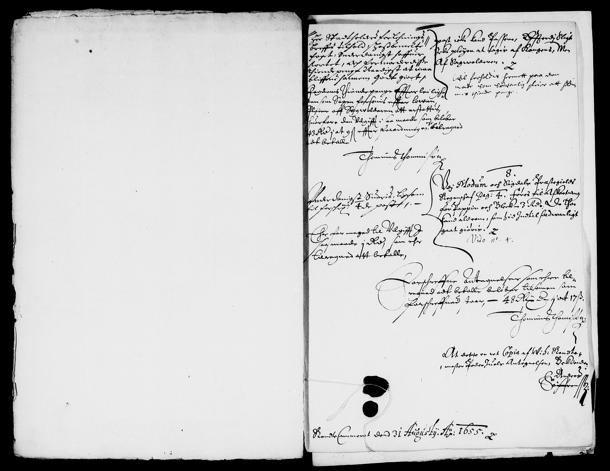 Rentekammeret inntil 1814, Reviderte regnskaper, Lensregnskaper, AV/RA-EA-5023/R/Rb/Rba/L0221: Akershus len, 1652-1655