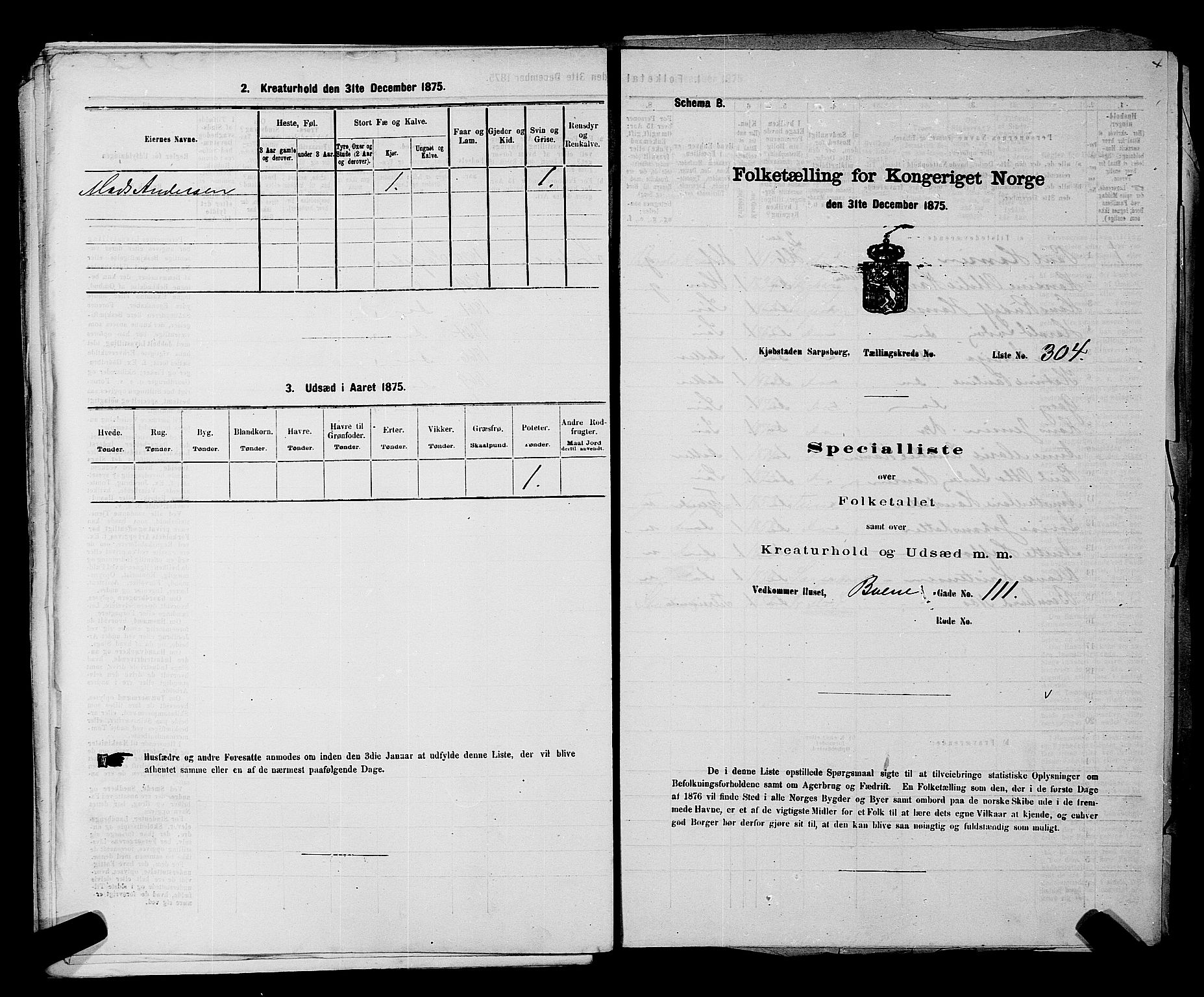 RA, Folketelling 1875 for 0102P Sarpsborg prestegjeld, 1875, s. 701