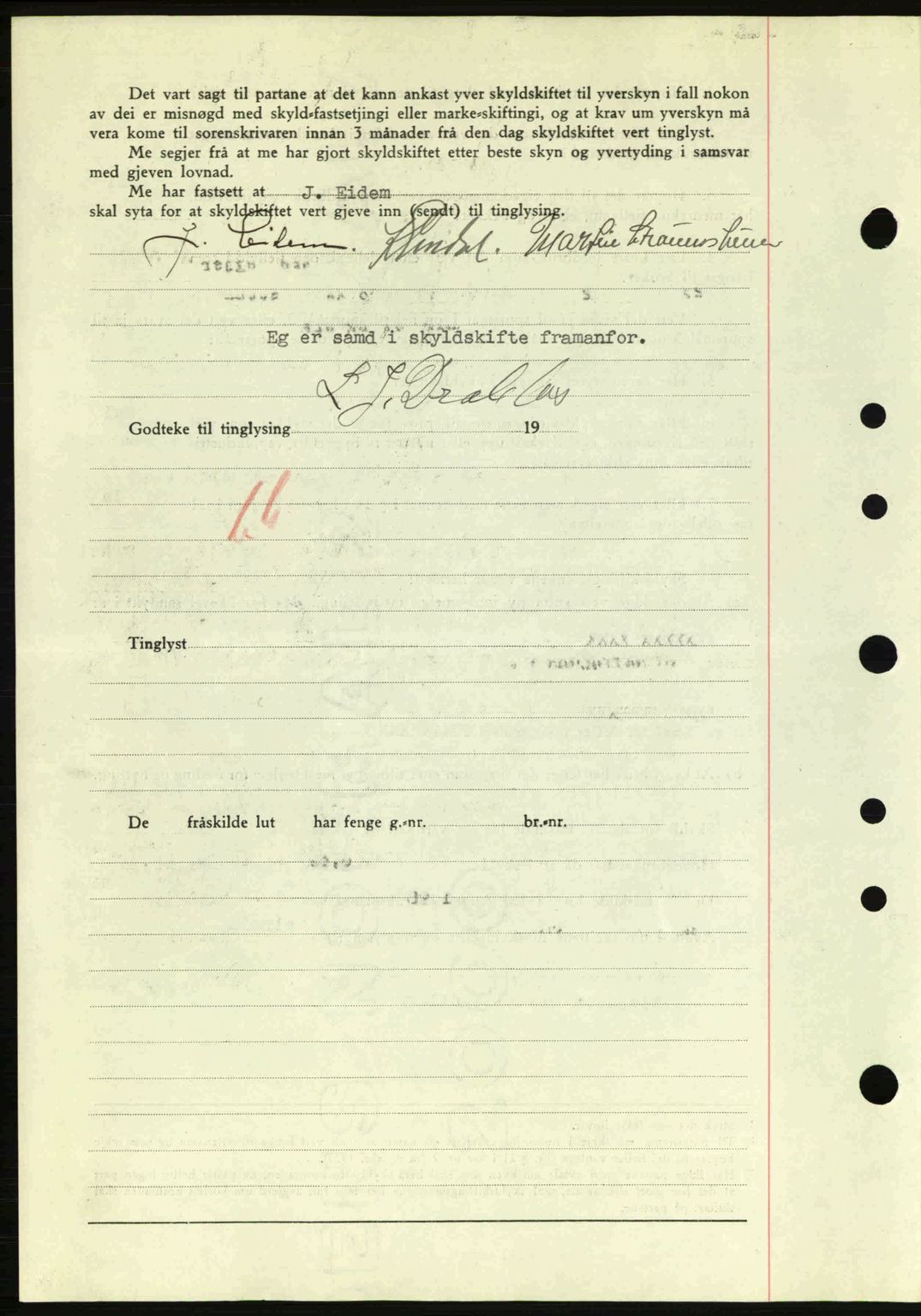 Nordre Sunnmøre sorenskriveri, AV/SAT-A-0006/1/2/2C/2Ca: Pantebok nr. A13, 1942-1942, Dagboknr: 805/1942